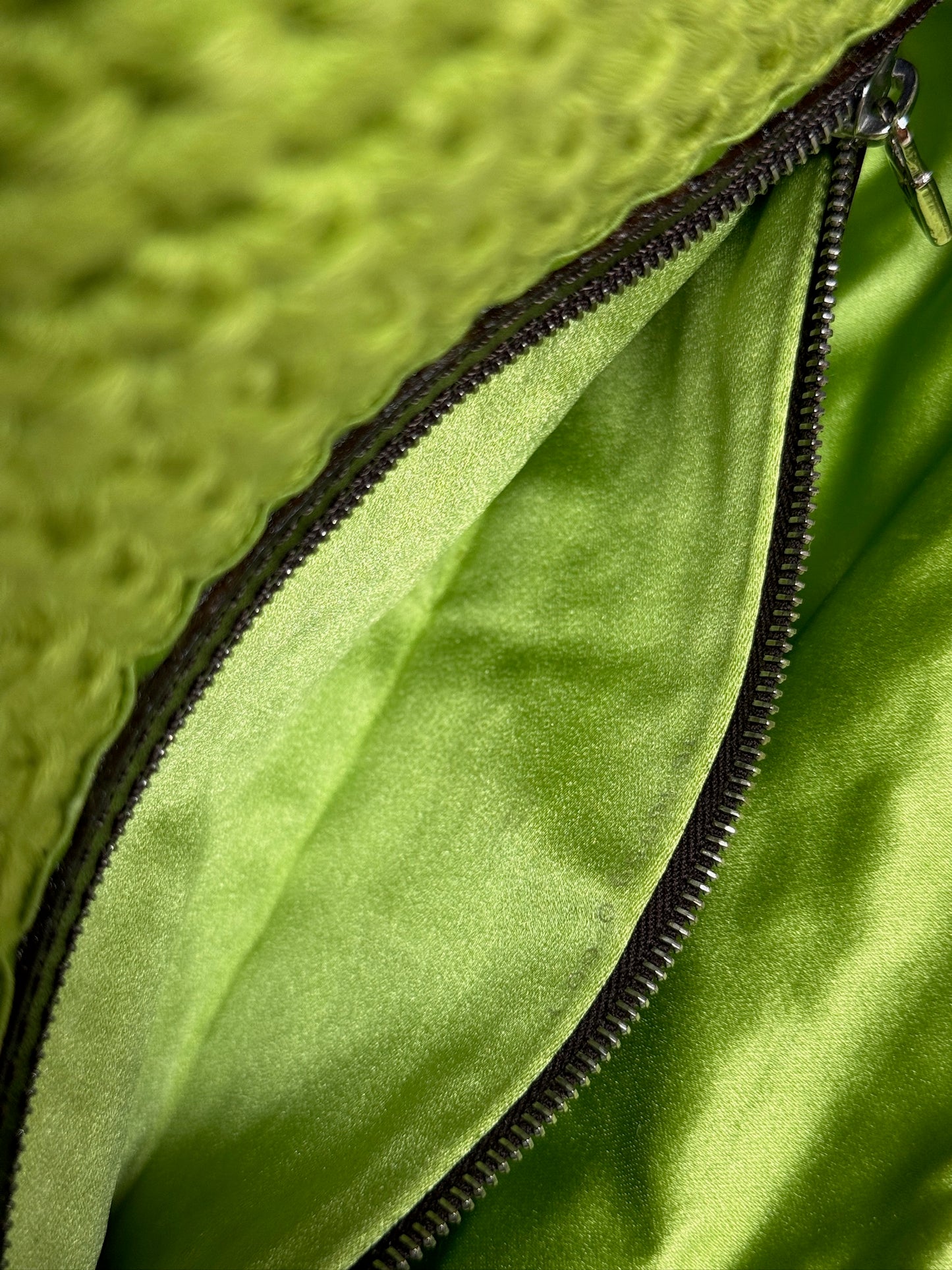 Fendi Vintage Lime Green Crochet Knit Shoulder Baguette Bag