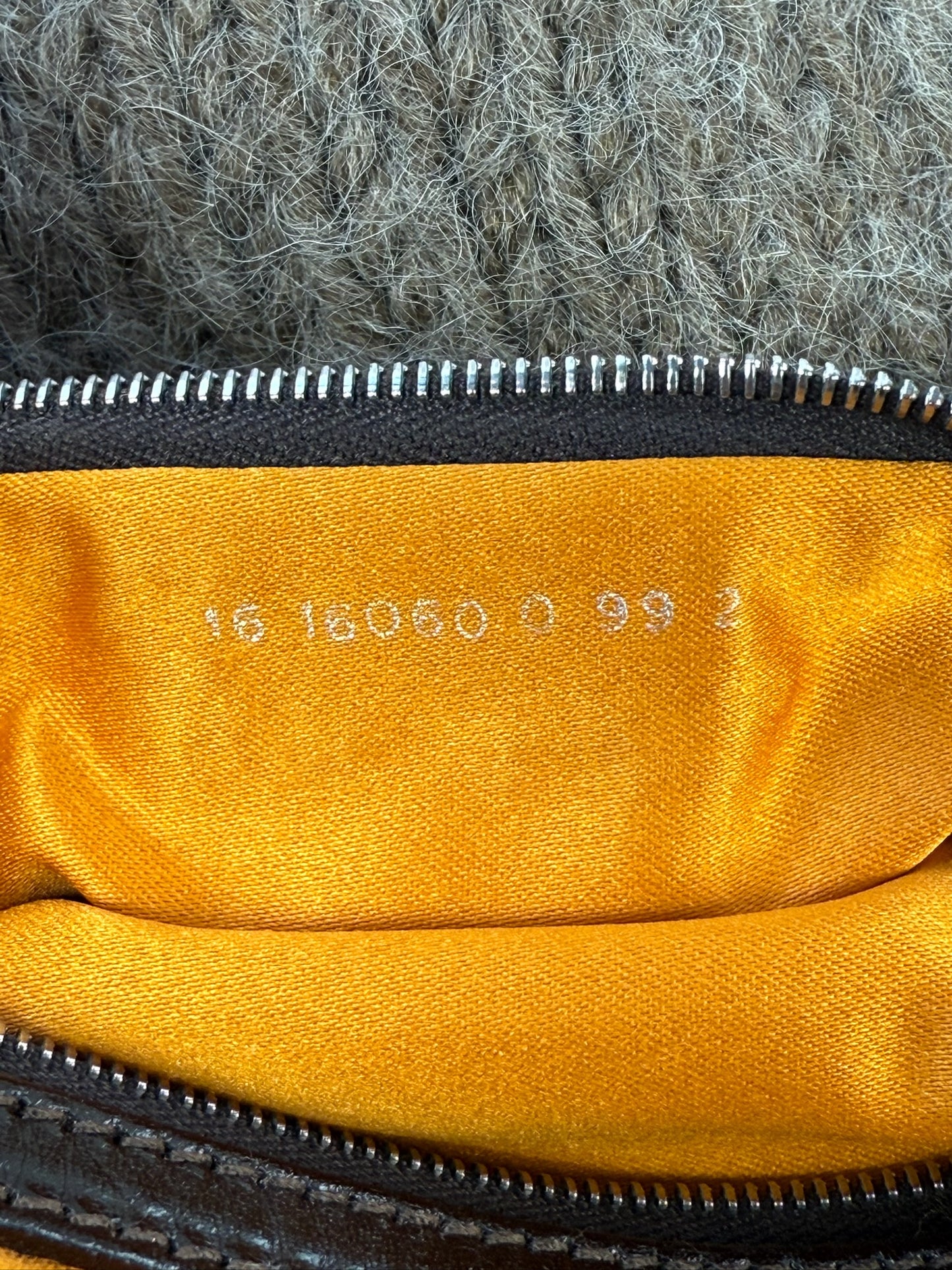 Fendi Vintage Grey Wool Knit Cherry Embroidered Shoulder Mamma Baguette Bag