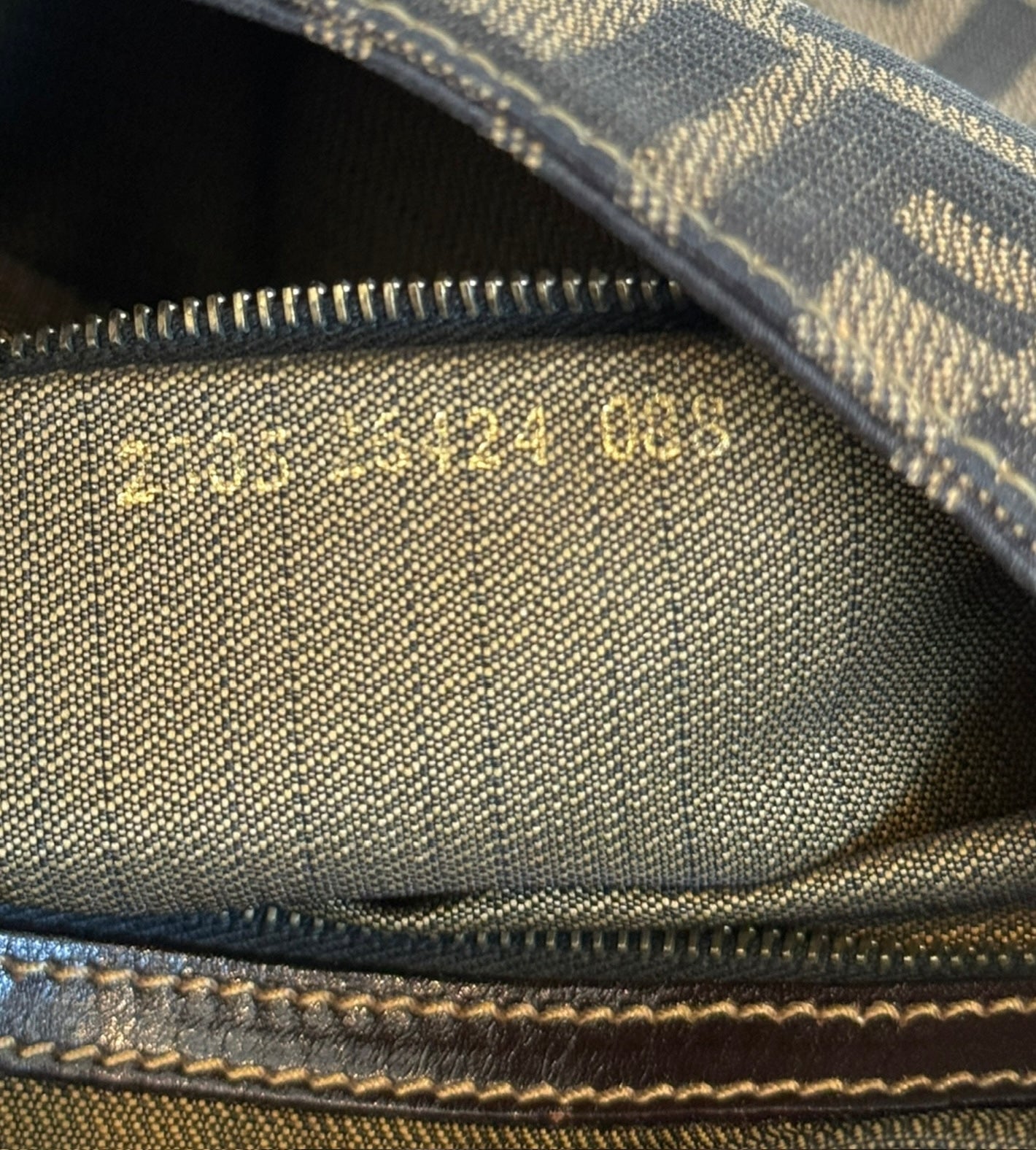 Fendi Vintage Brown Zucca Monogram Classic Shoulder Bag Baguette with Gold Hardware