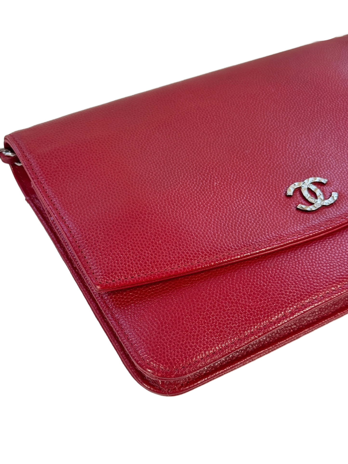 Chanel 2011 Red Caviar Leather Wallet On Chain Crossbody Bag