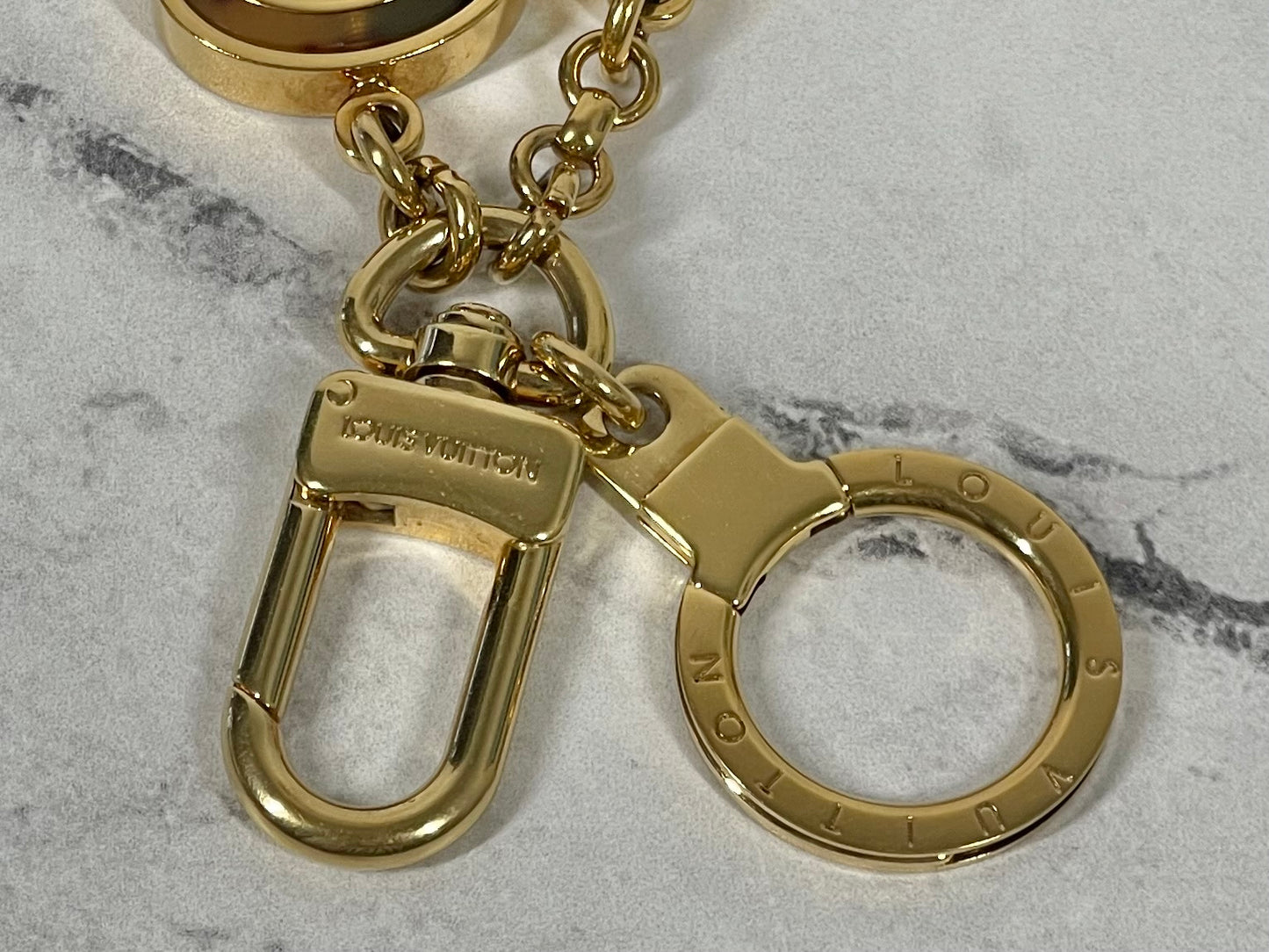 Louis Vuitton Vintage Monogram Resin Tortoise & Gold Lock & Key Bag Charm & Key Holder