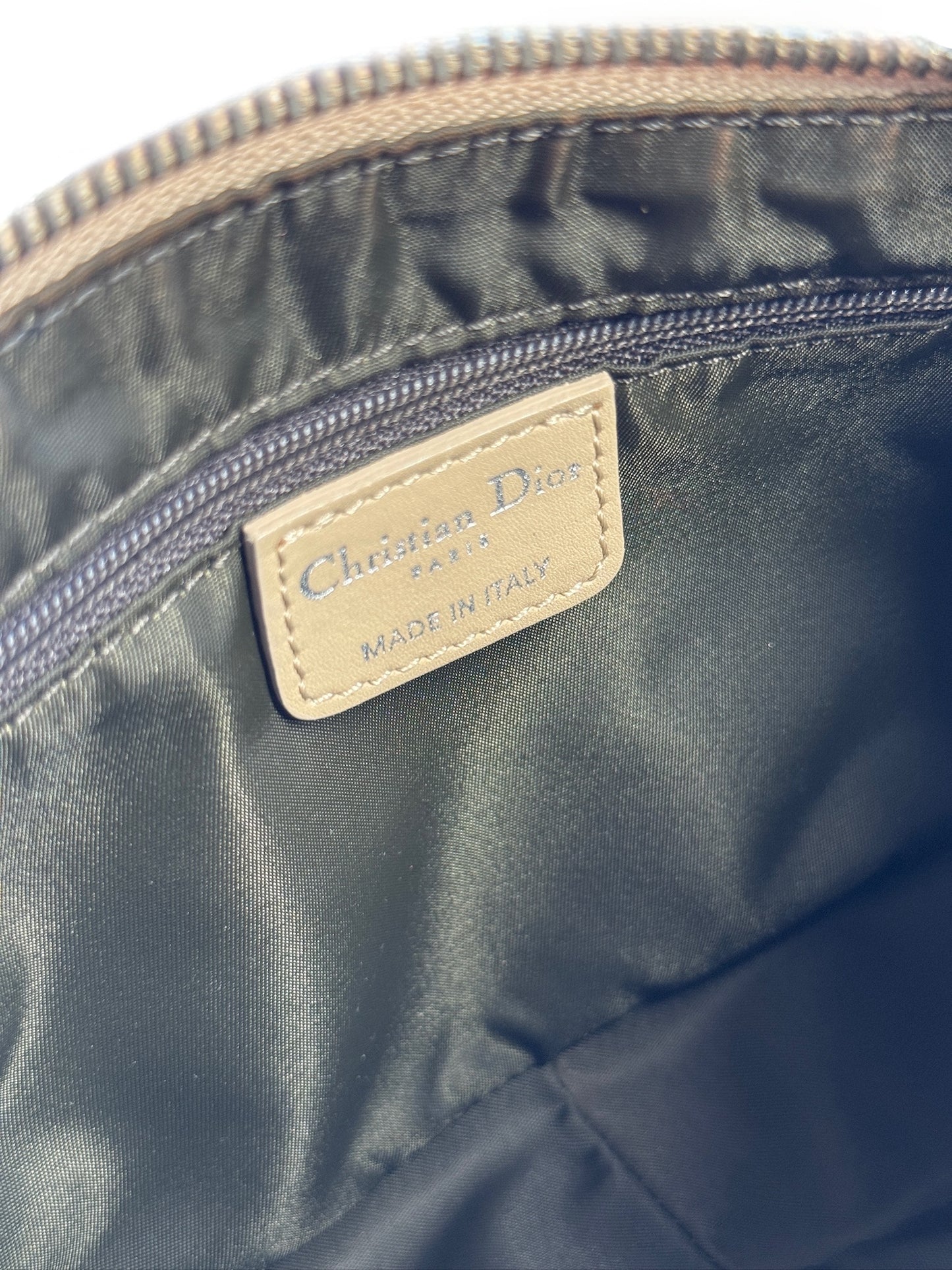 Dior Vintage 2007 Beige Satin Trotter Diorissimo Monogram Pochette Shoulder Bag