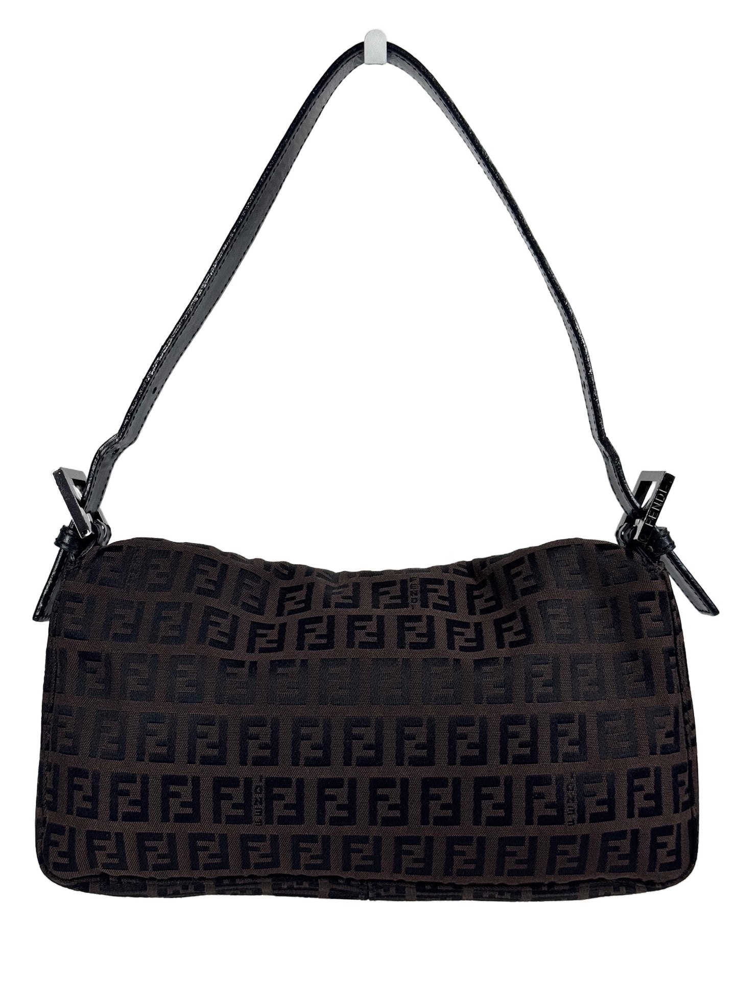 Fendi Vintage Chocolate Brown Zucca Zucchino Monogram Baguette Bag