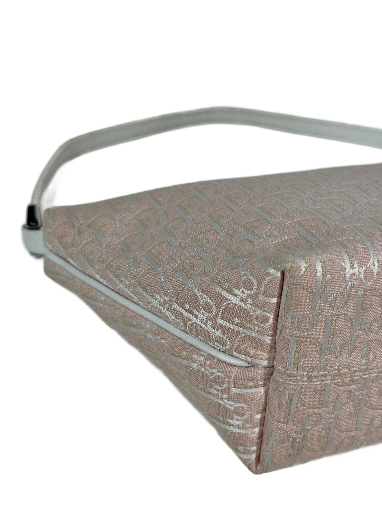 Dior Vintage 2004 Baby Pink Diorissimo Monogram Canvas Top Handle Pochette Bag
