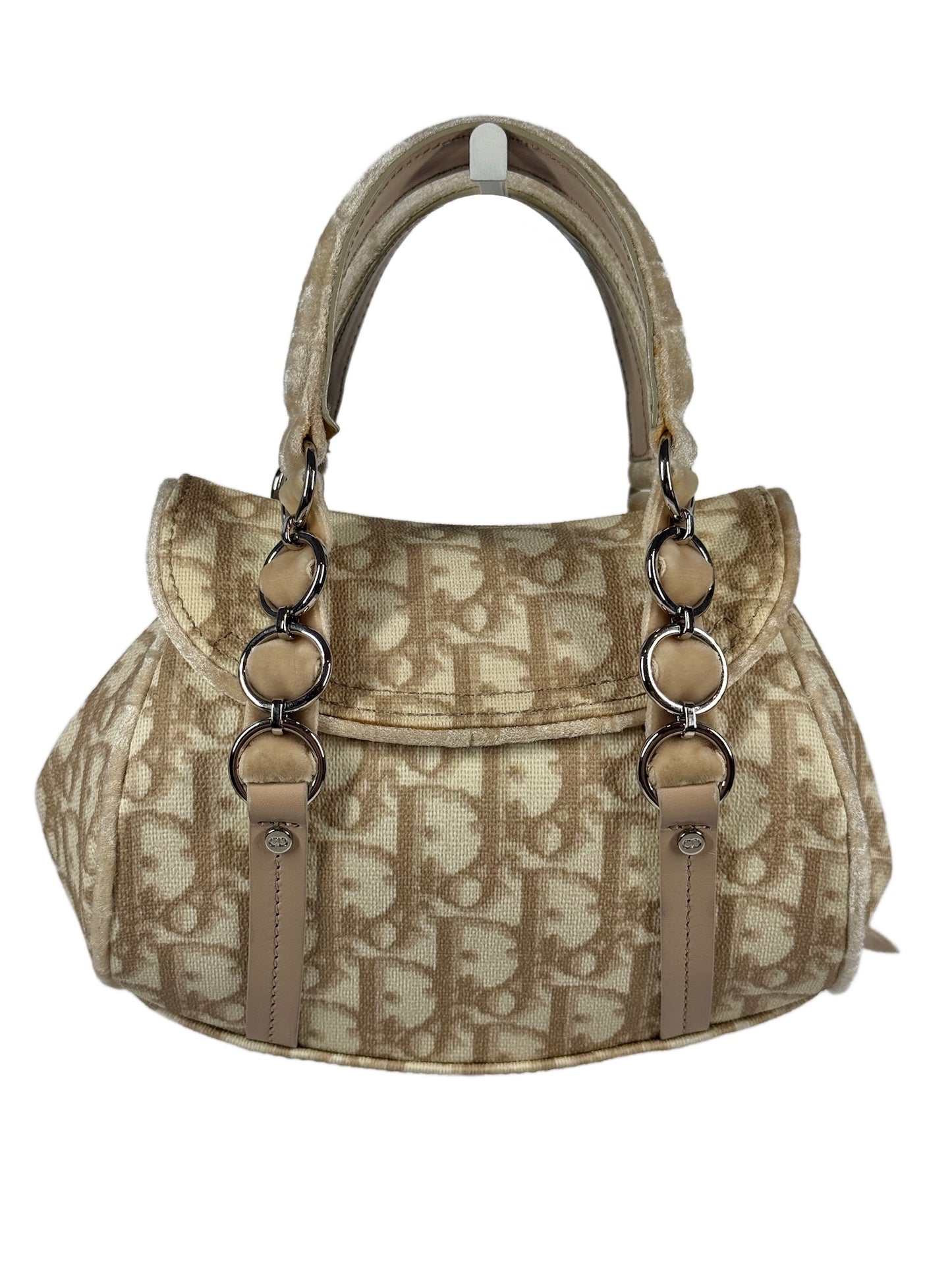 Dior Vintage 2005 Beige Diorissimo Monogram Canvas Mini Romantique Velvet Bow Top Handle bag