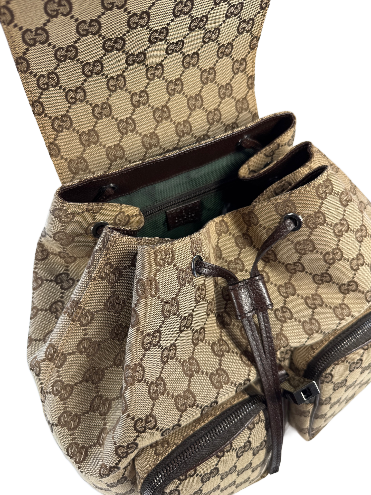 Gucci Vintage Brown GG Monogram Canvas Backpack