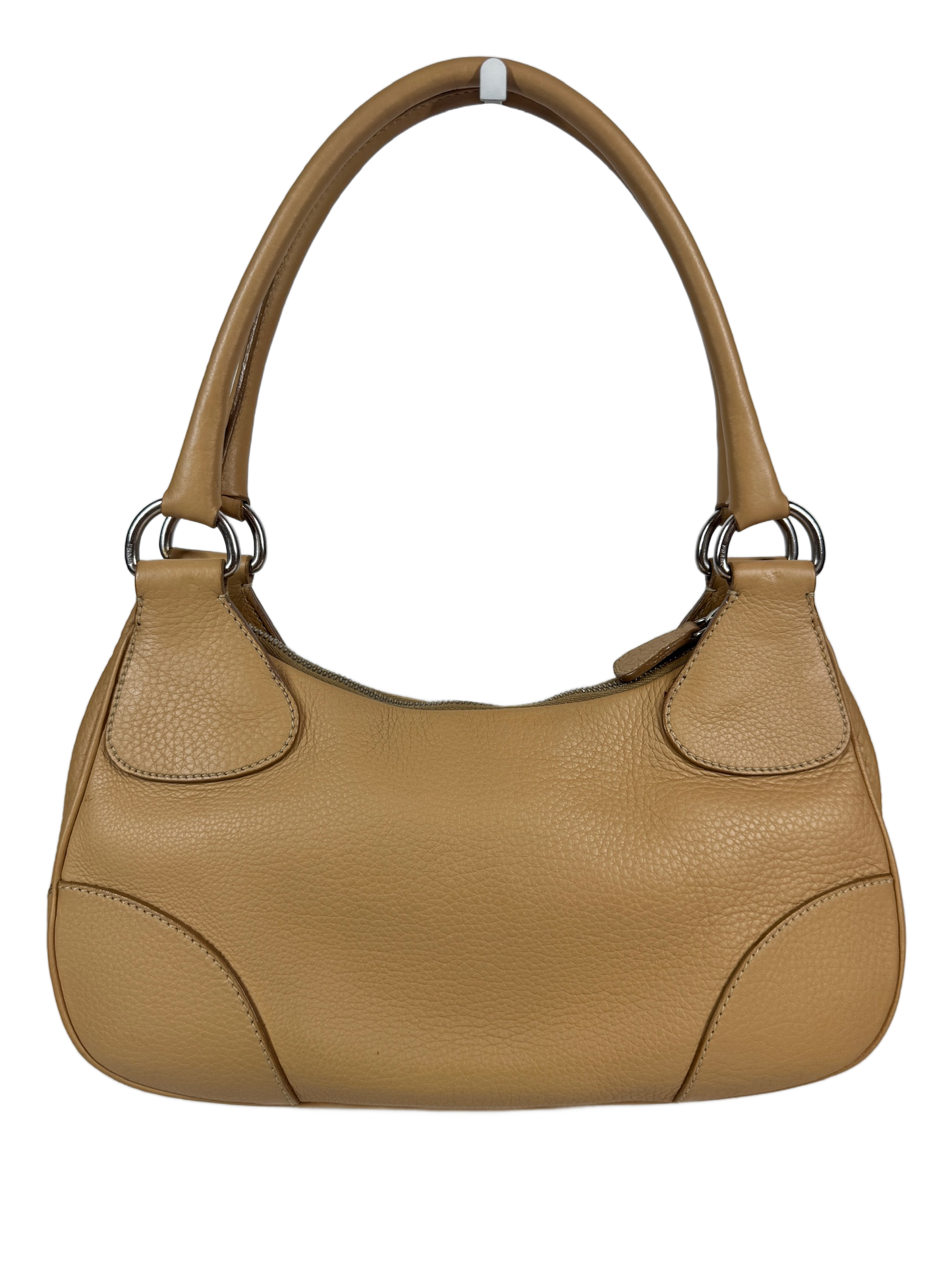Prada Vintage Beige Pebbled Leather Small Shoulder Bag