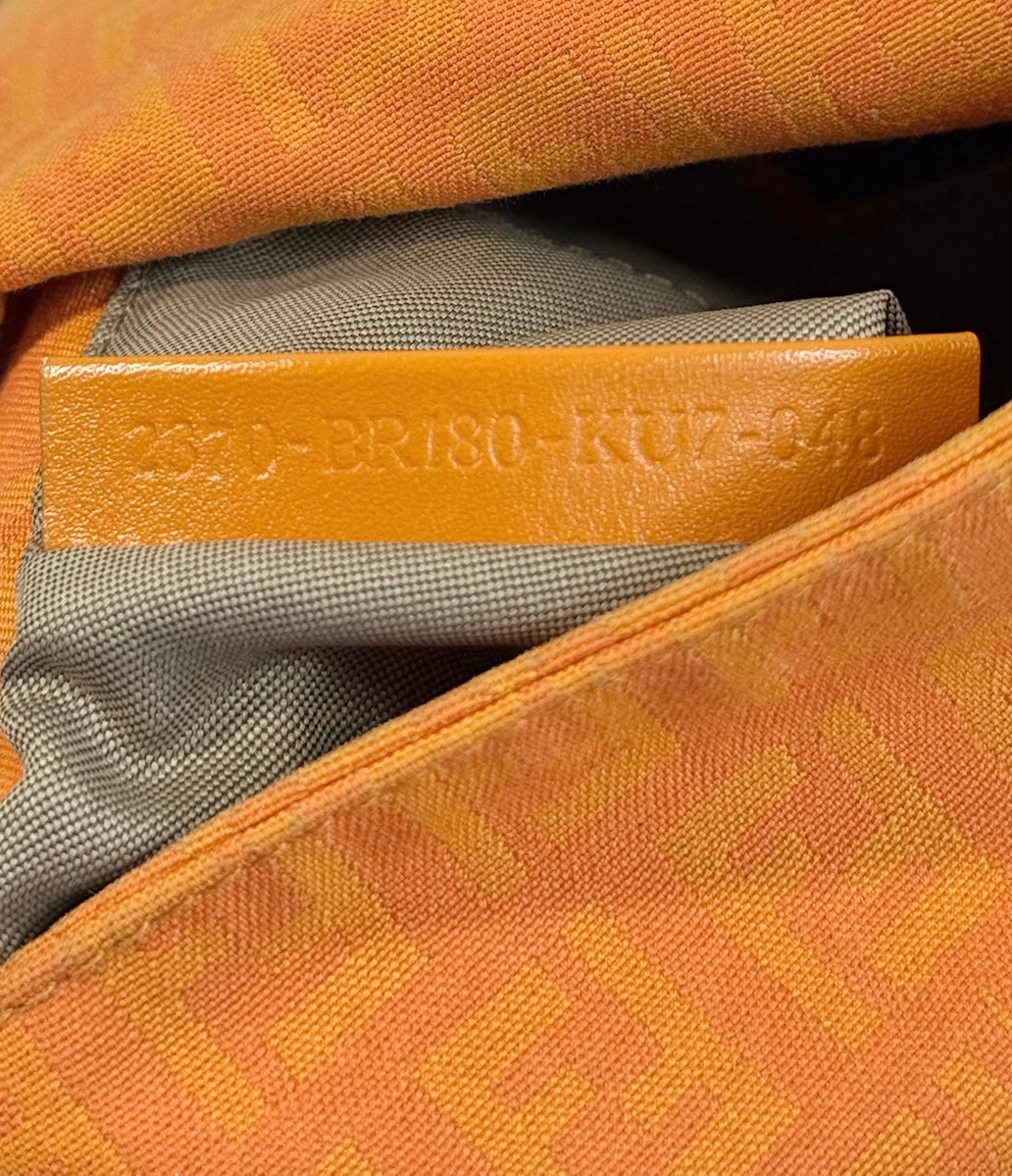 Fendi Vintage Orange Zucchino Zucca Monogram Mini Mamma Shoulder Baguette Bag