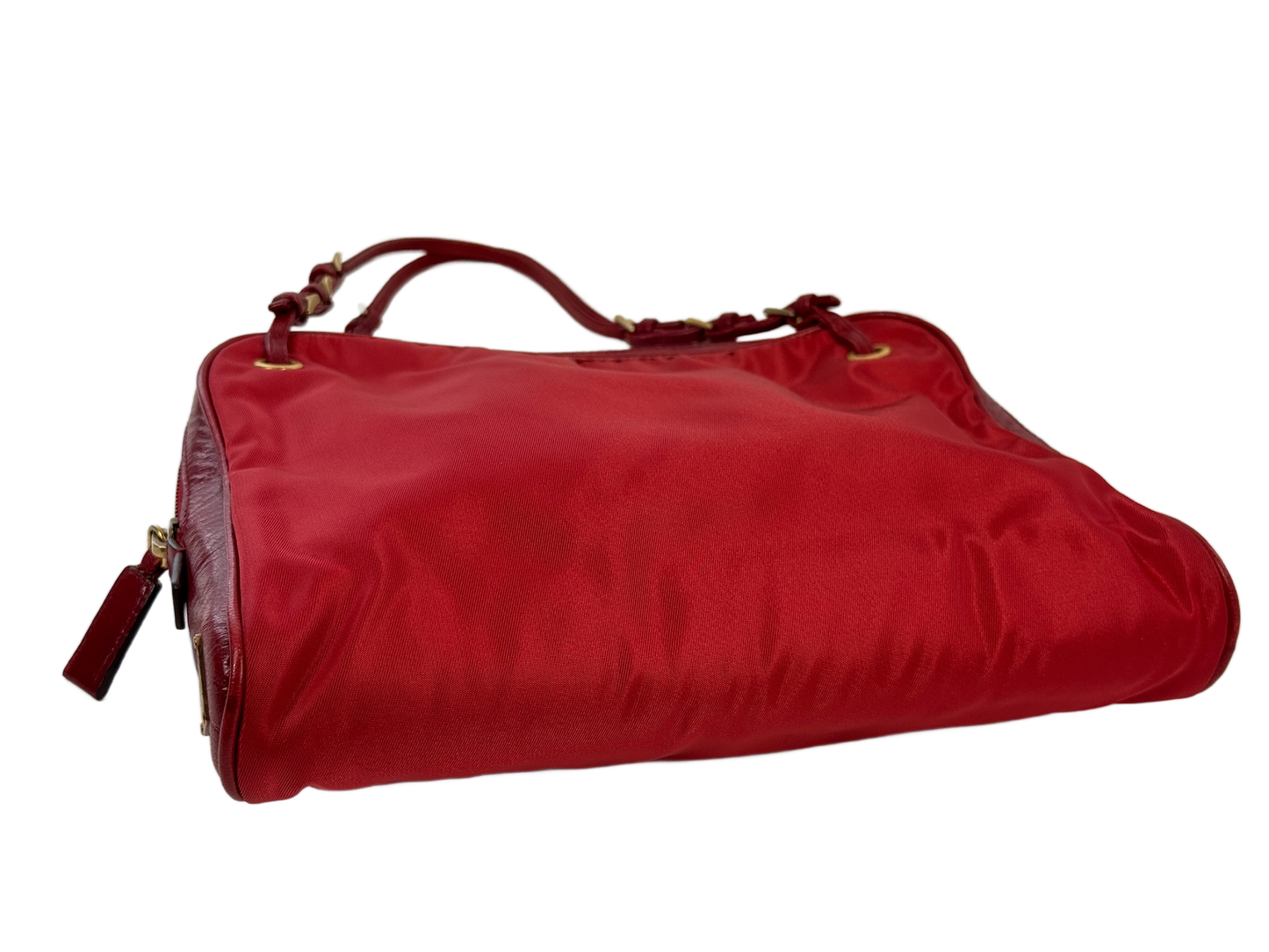 Prada Vintage Red Nylon Mini Top Handle Bag