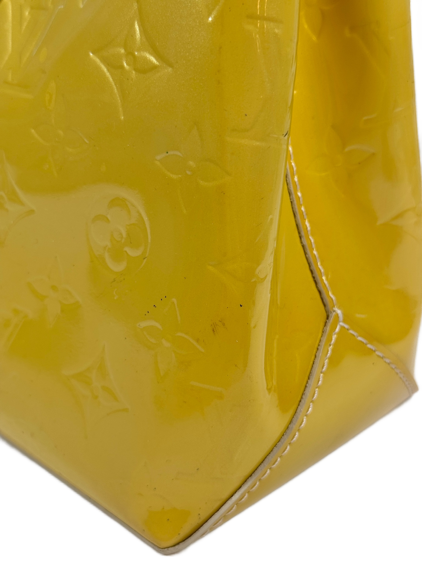 Louis Vuitton Vintage 2002 Yellow Vernis Monogram Wilshire PM Top Handle Bag