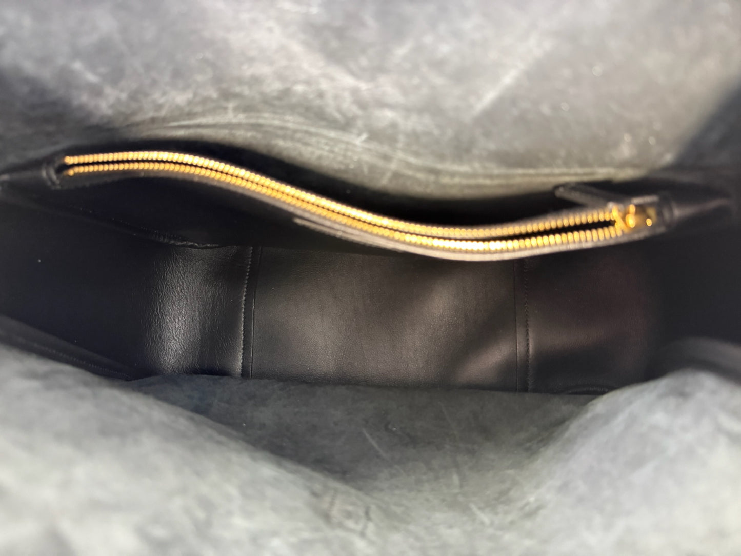 YSL / Yves Saint Laurent Le 5 à 7 Supple Large Black Grained Leather Hobo Shoulder Bag