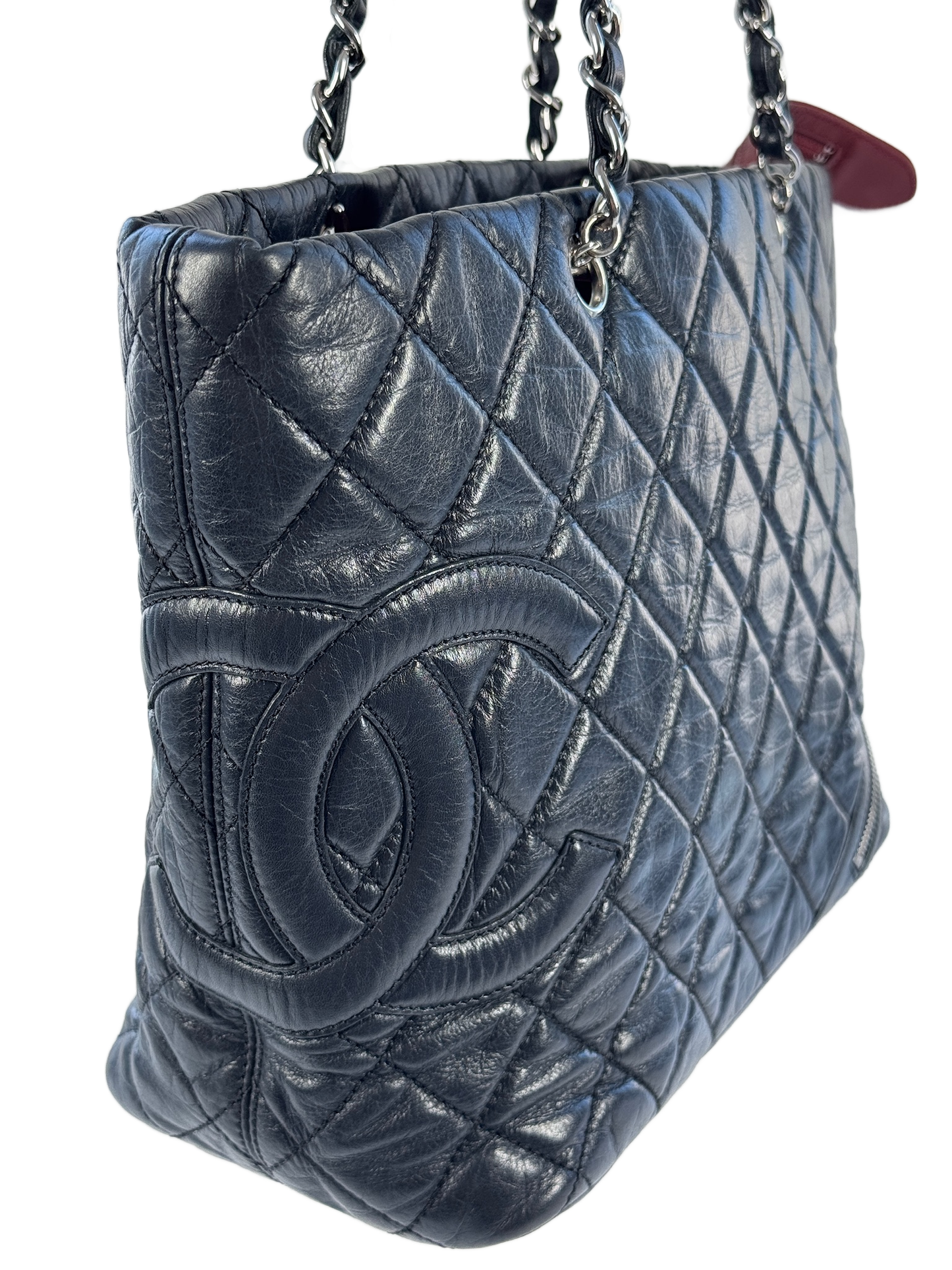 Chanel Vintage Black Quilted Calfskin Leather Cotton Club Large Ligne Cambon Tote Bag