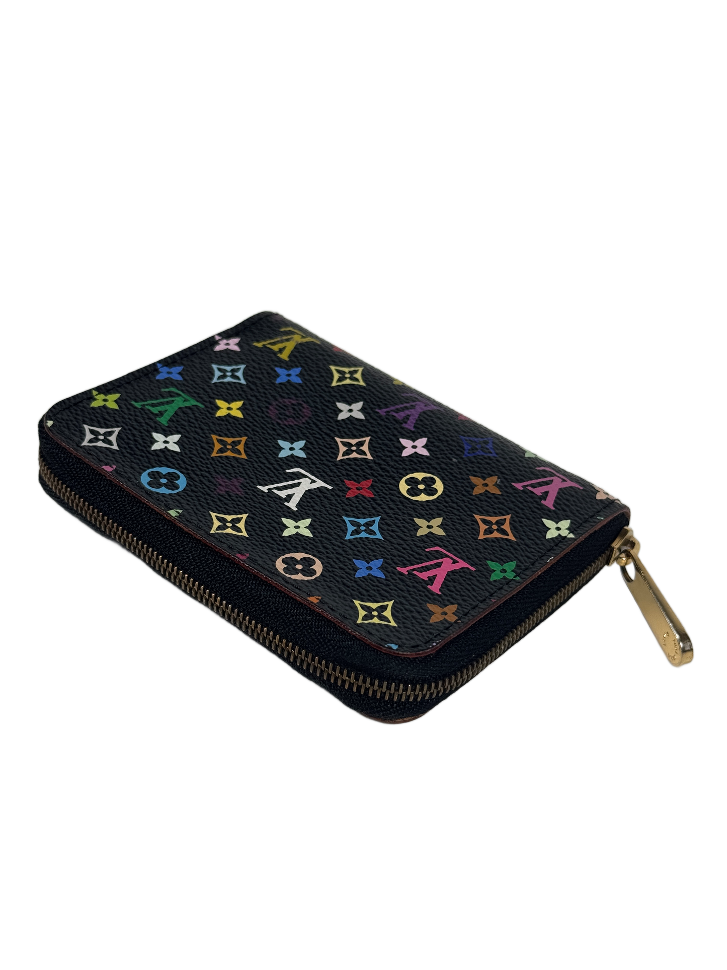 Louis Vuitton Vintage Multicolor Noir / Black Monogram Mini Zippy Coin Purse Card Holder Wallet