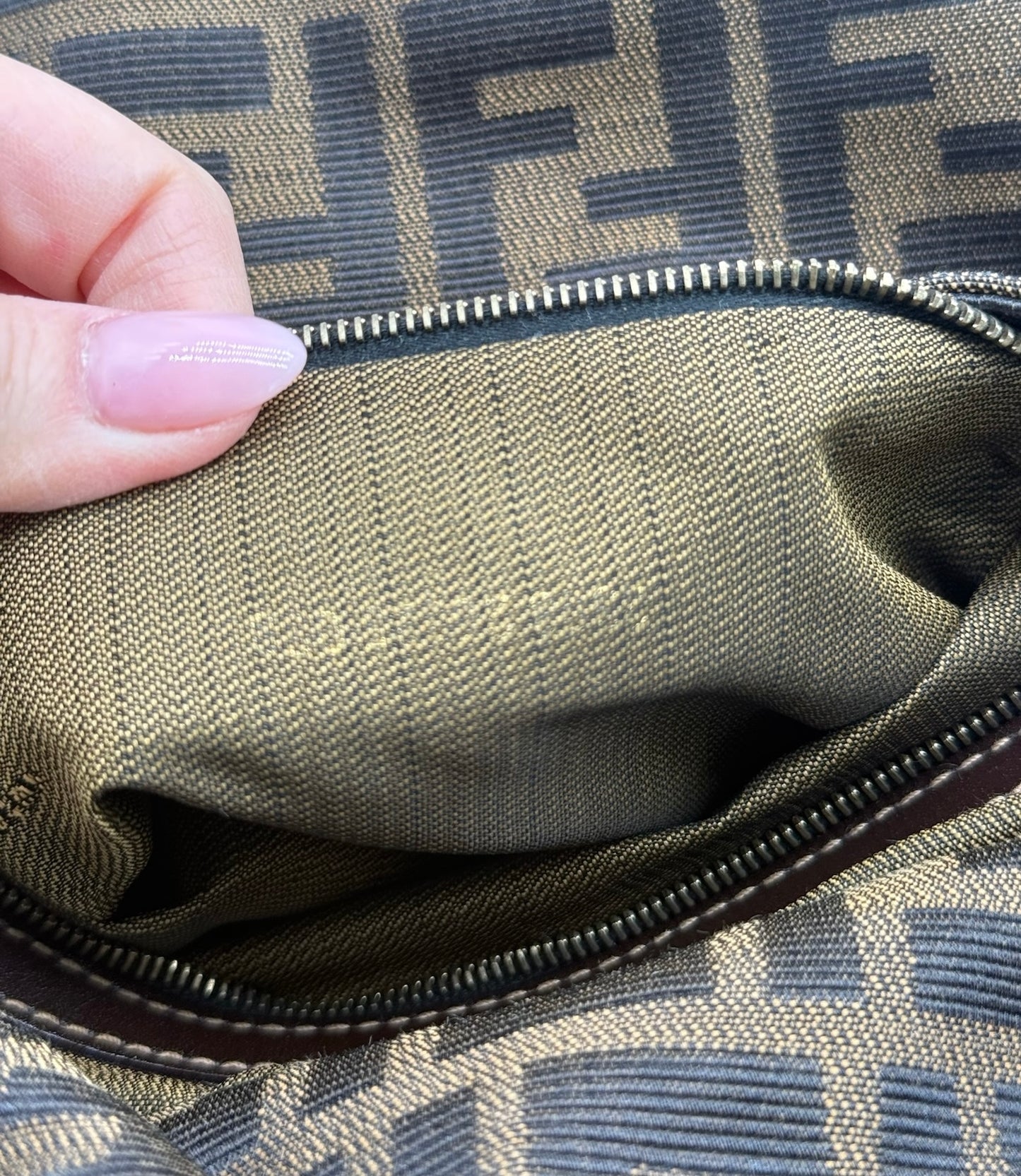 Fendi Vintage Brown Zucca Monogram Classic Mamma Baguette Shoulder Bag