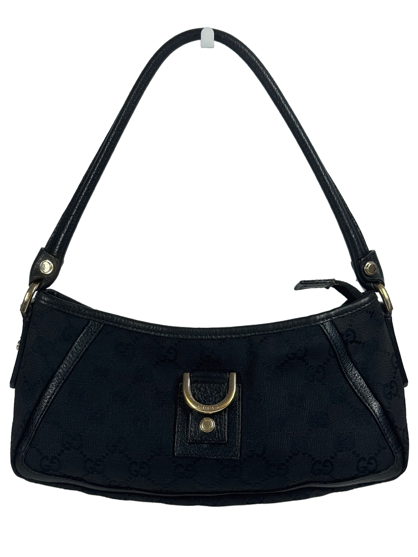 Gucci Vintage Black GG Monogram Canvas Abbey Pochette Shoulder Bag