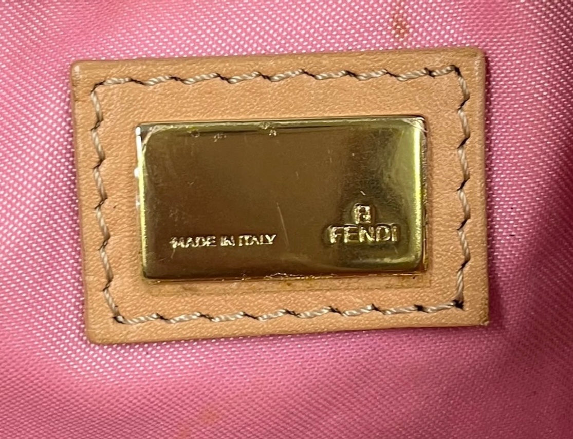 Fendi Vintage Pink & Yellow Zucchino Zucca Monogram Medium Shoulder Pochette Bag