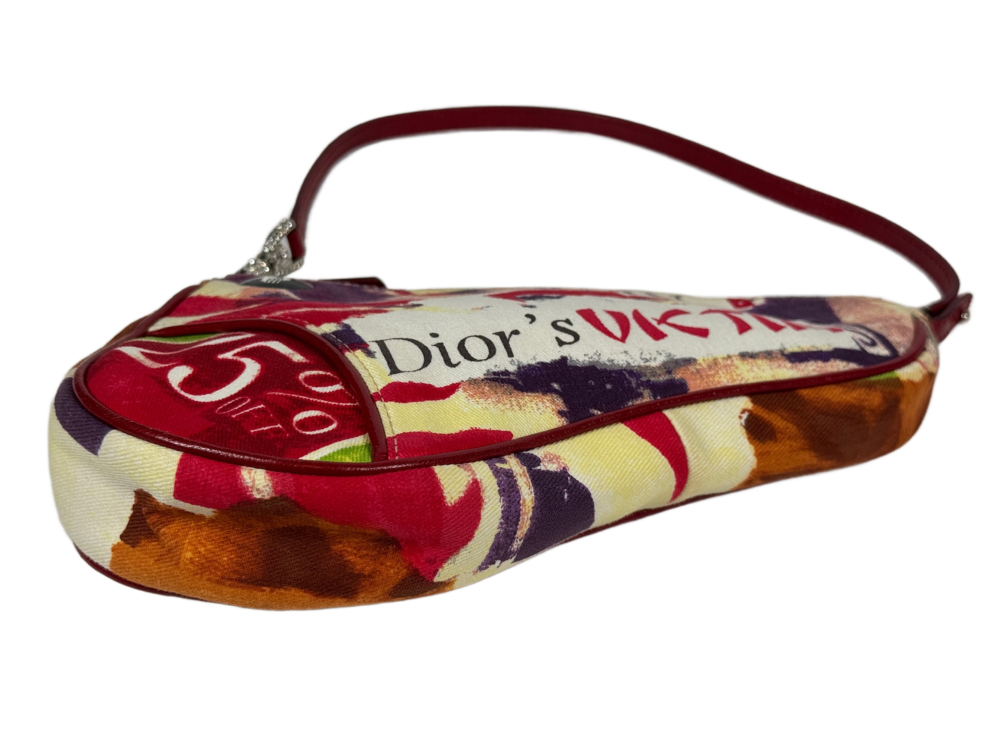 Dior Vintage 2003 Victim Print Canvas Mini Saddle Pochette Bag #1206