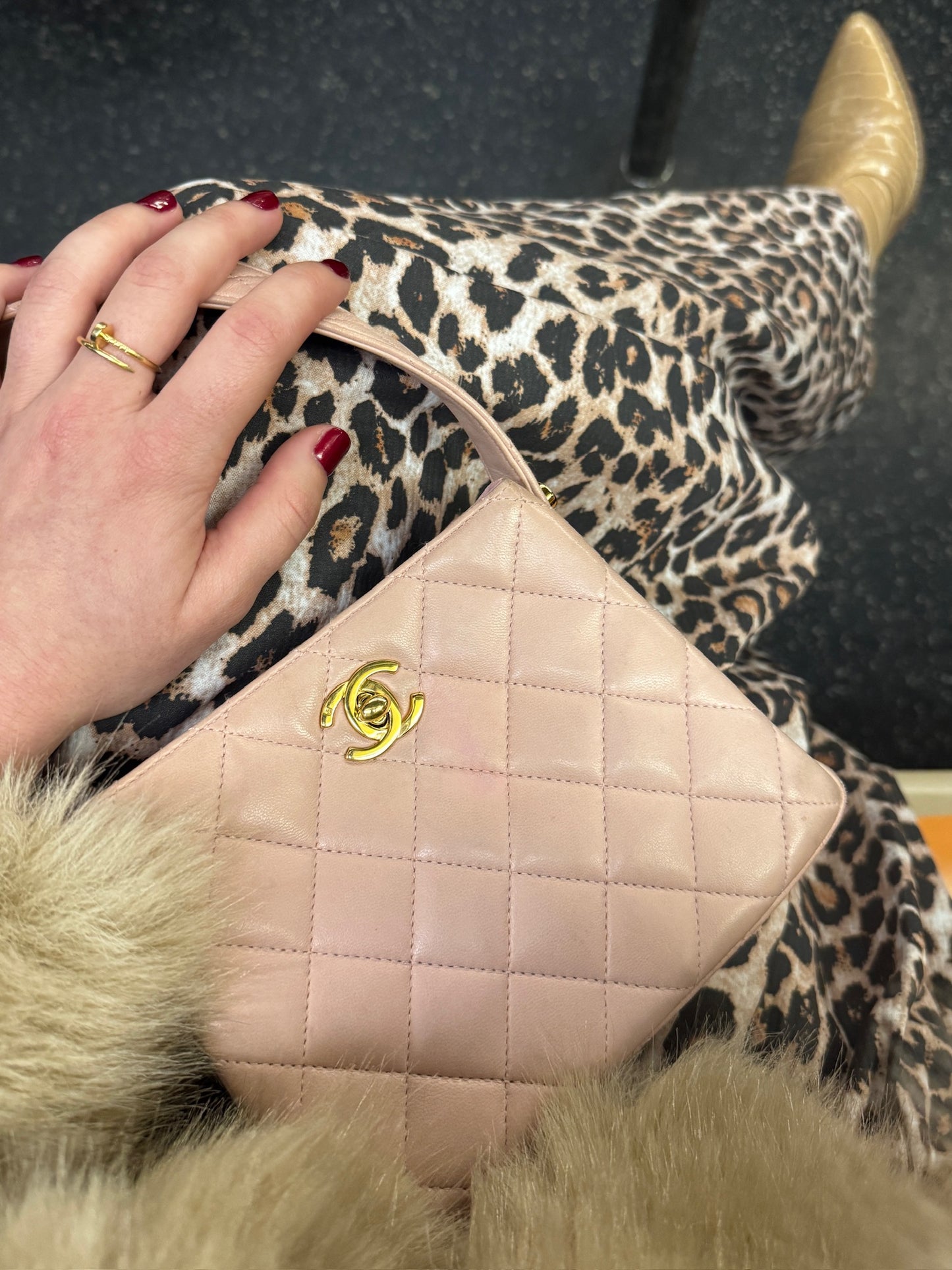 Chanel Vintage 90s Sakura Pink Lambskin Mini / Small Kelly Top Handle Bag w 24K Gold Plated Hardware