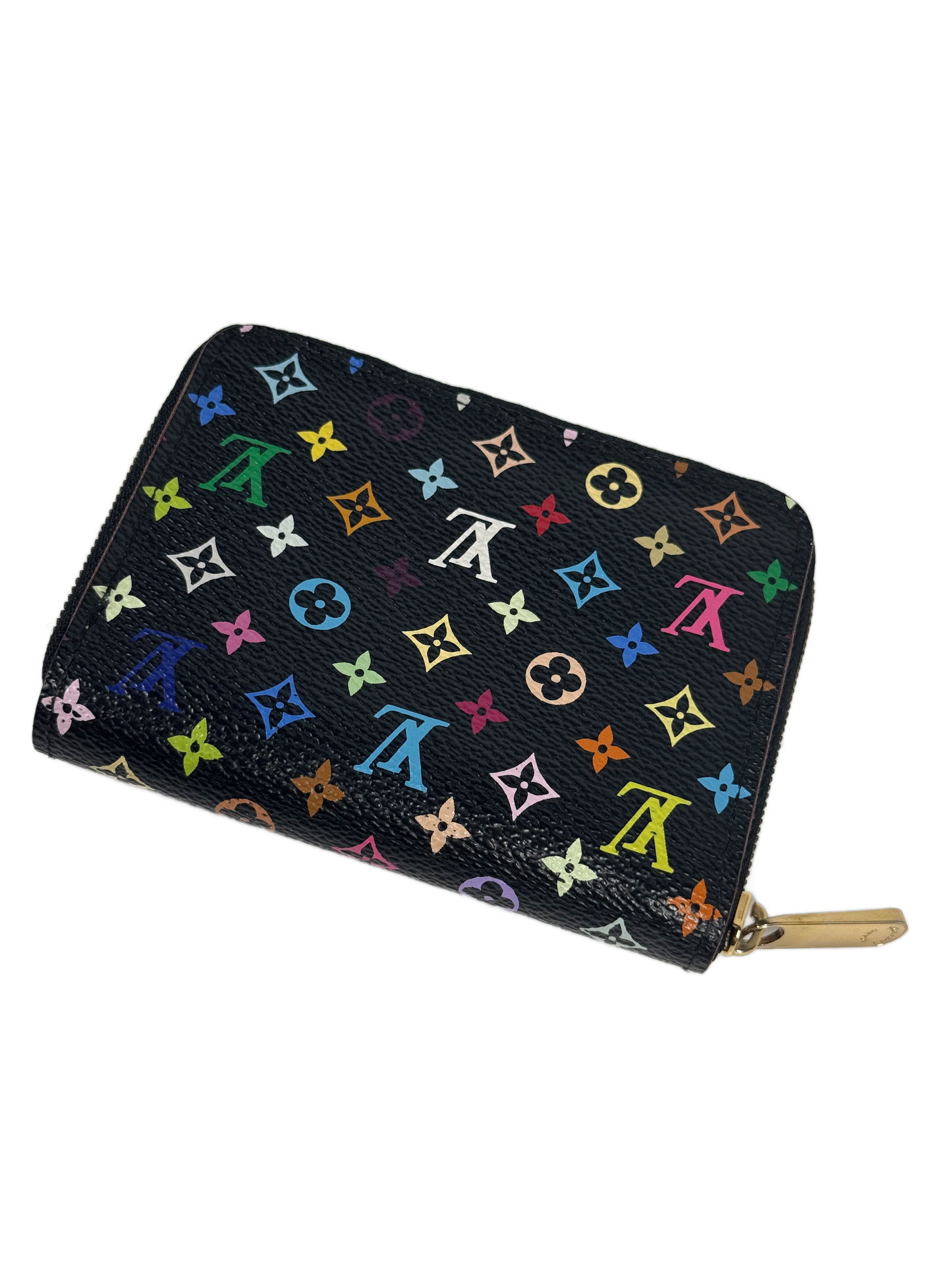 Louis Vuitton Vintage Multicolor Noir / Black Monogram Mini Zippy Coin Purse Card Holder Wallet