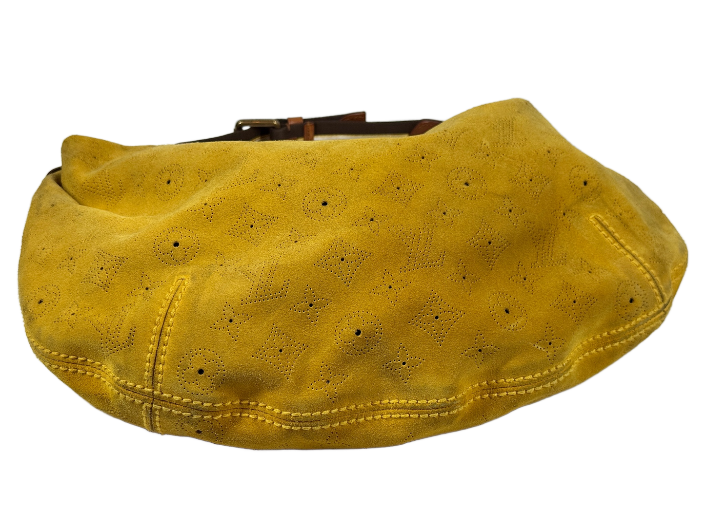 Louis Vuitton Vintage 2006 Maize Yellow Suede Mahina Monogram Onatah GM Shoulder Hobo Bag