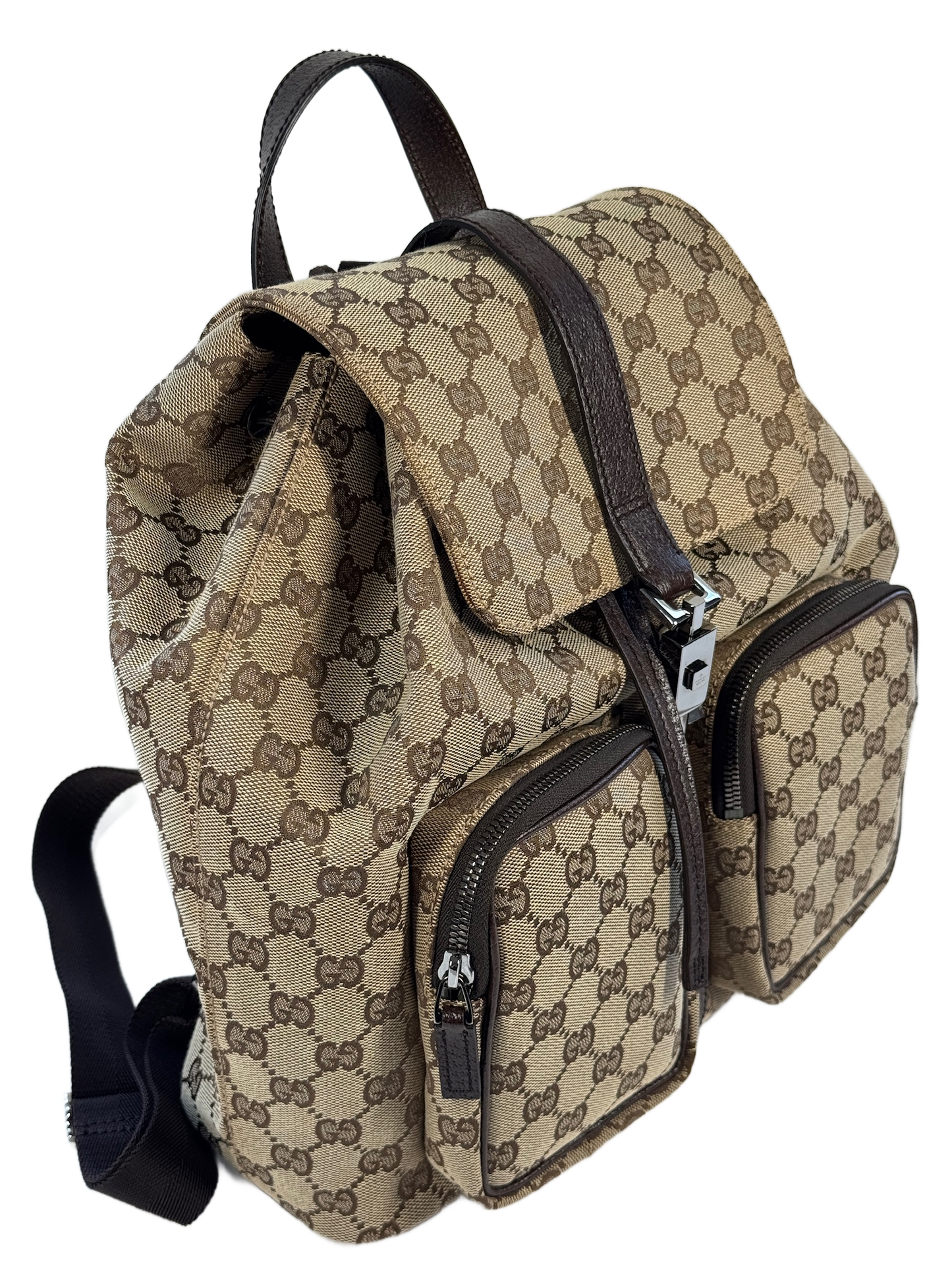 Gucci Vintage Brown GG Monogram Canvas Backpack
