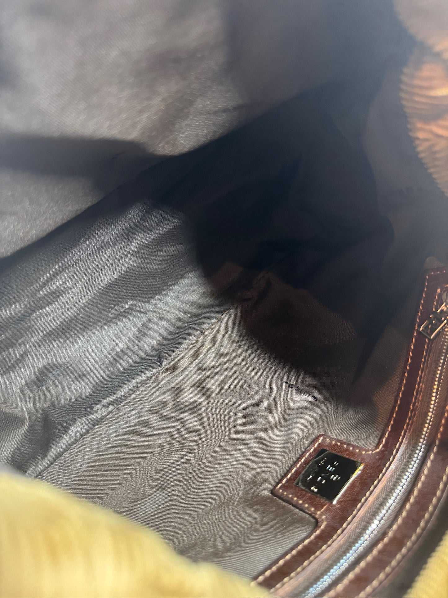 Fendi Vintage Beige Corduroy Mamma Baguette Shoulder Bag