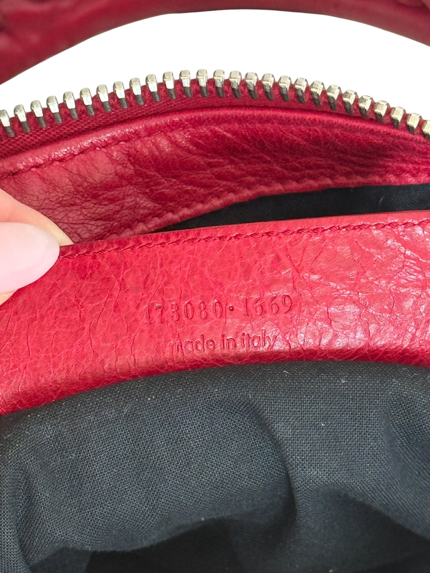 Balenciaga Rubisse Red Leather Giant 21 Silver Work Motocross City Bag