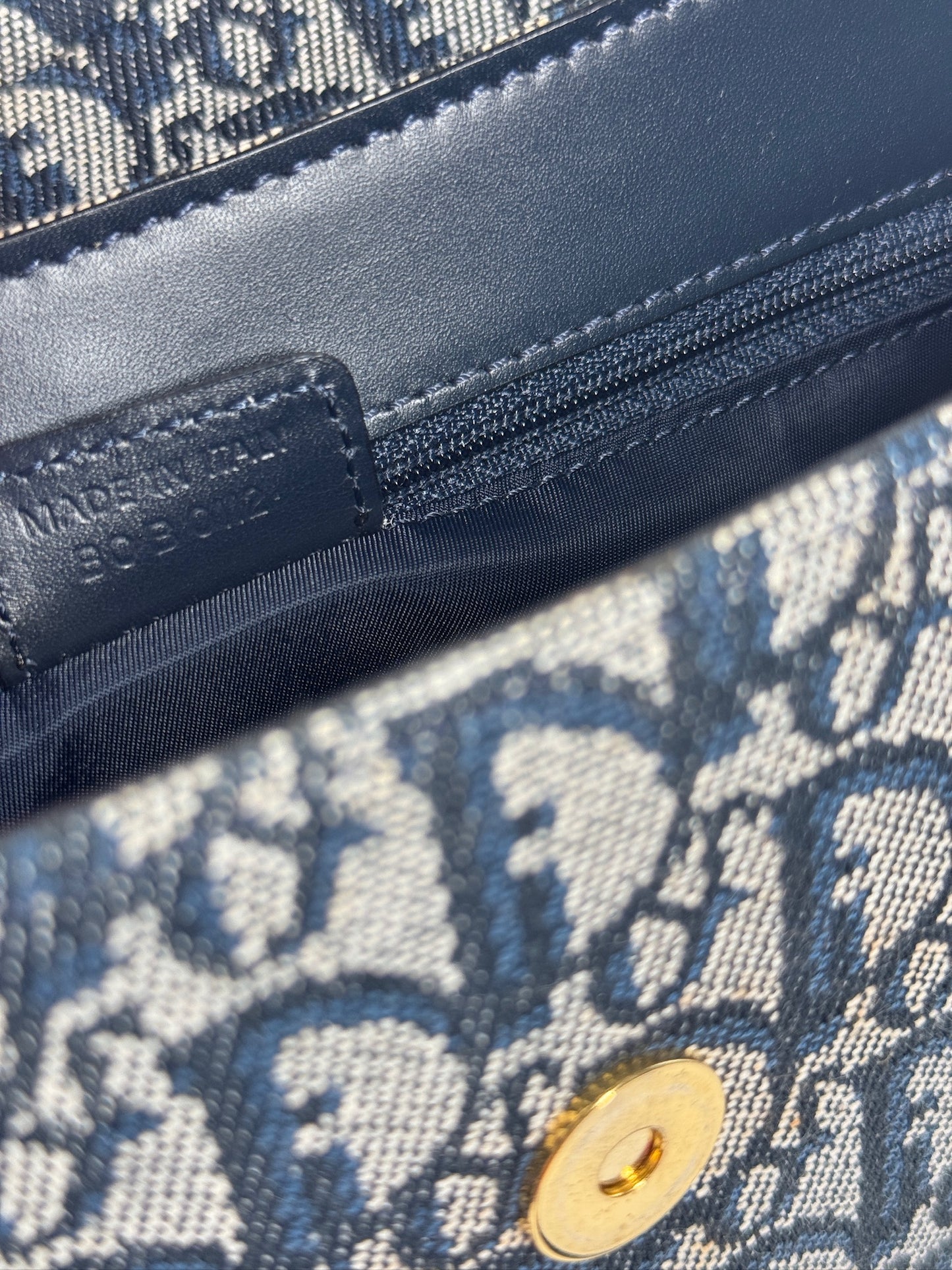 Dior Vintage 2002 Navy Blue Trotter Monogram Canvas Saddle Tote Bag