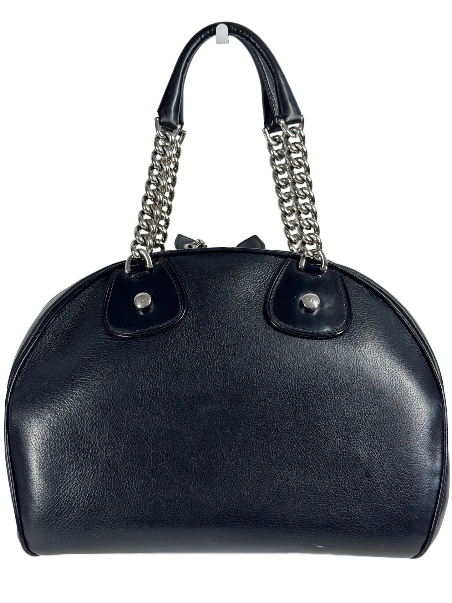 Dior Vintage 2004 Black Leather Gambler Dice Bowler Bag