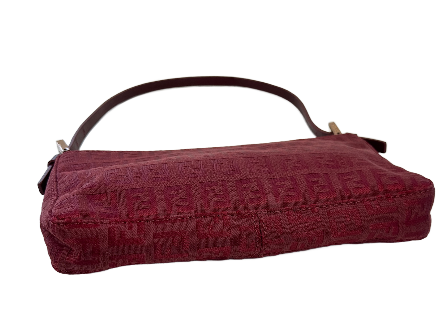 Fendi Vintage Red Zucca Monogram Mini Pochette Bag
