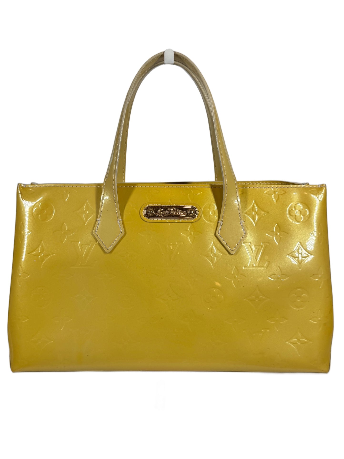 Louis Vuitton Vintage 2002 Yellow Vernis Monogram Wilshire PM Top Handle Bag