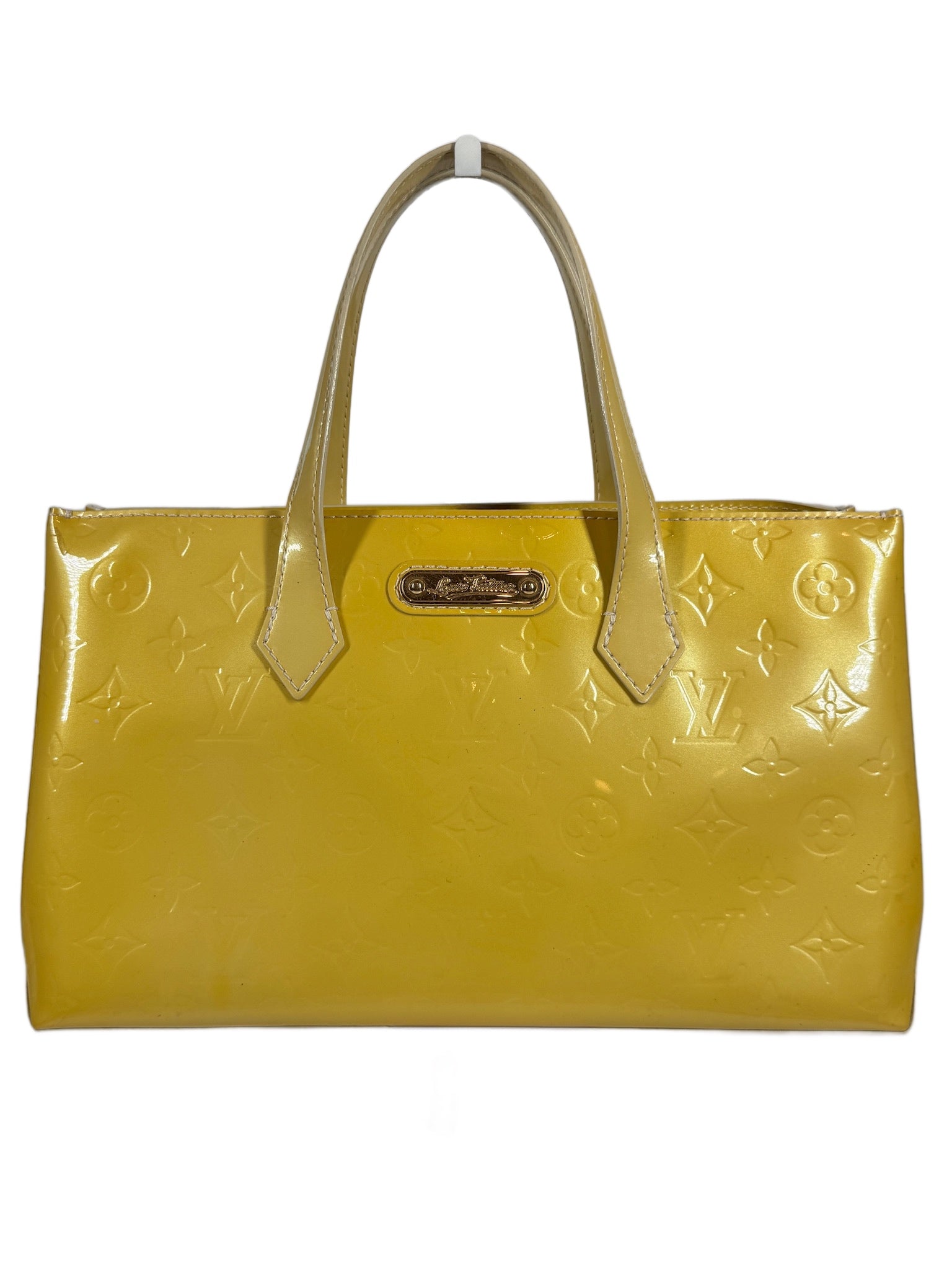 Louis Vuitton Vintage 2002 Yellow Vernis Monogram Wilshire PM Top Handle Bag