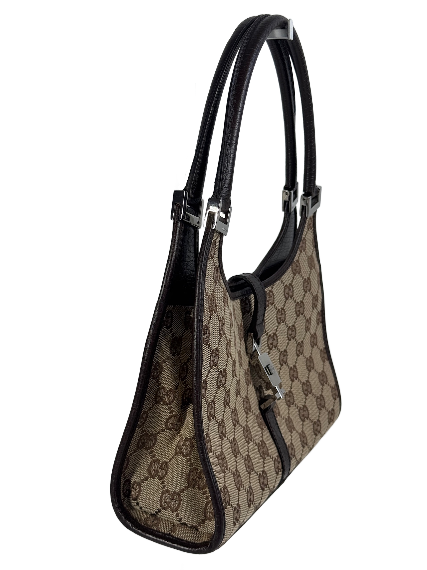 Gucci Vintage Brown GG Monogram Jackie Shoulder Bag