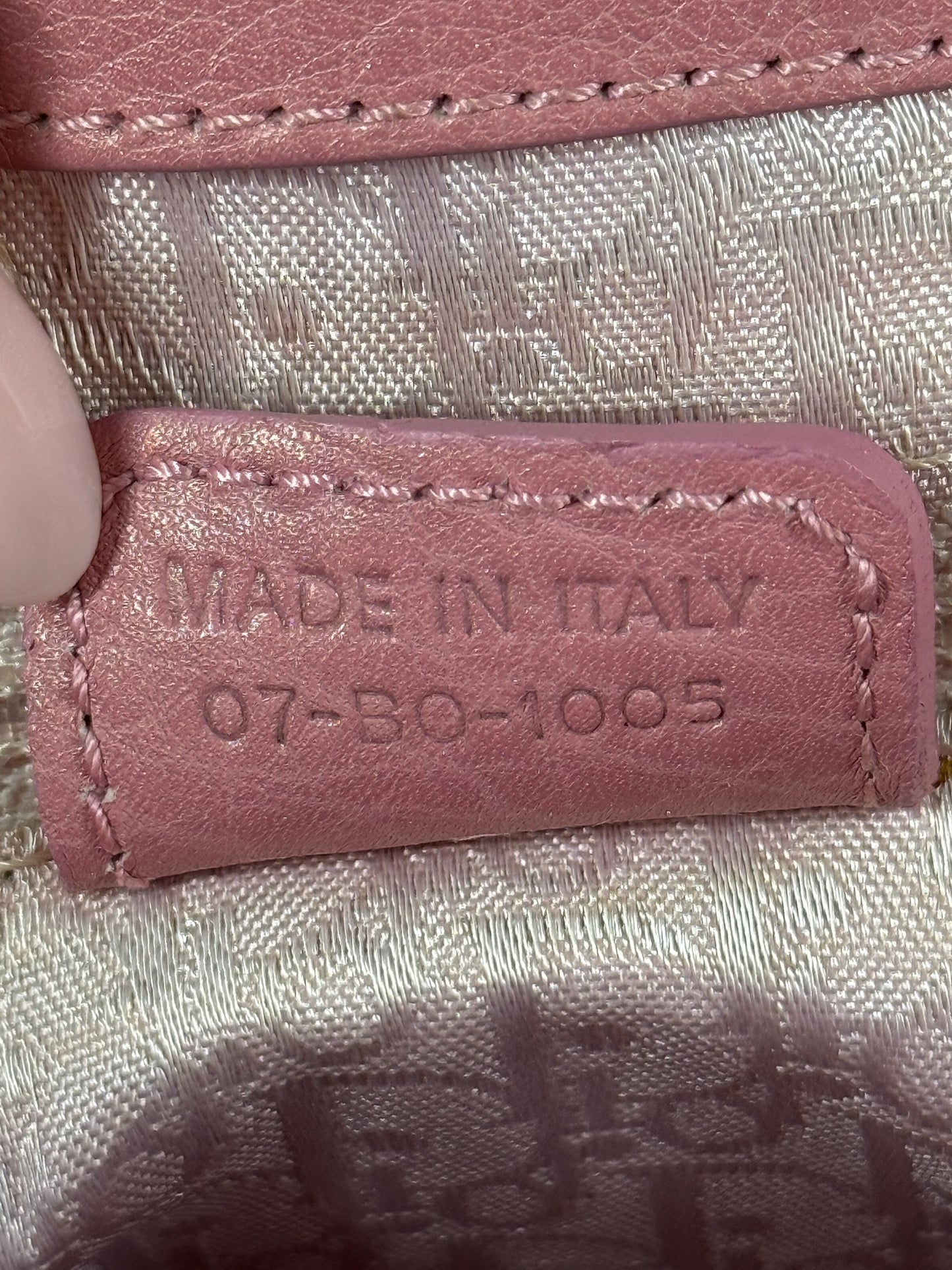 Dior Vintage 2005 Pink Embroidered Floral Leather Small Top Handle Tote Bag