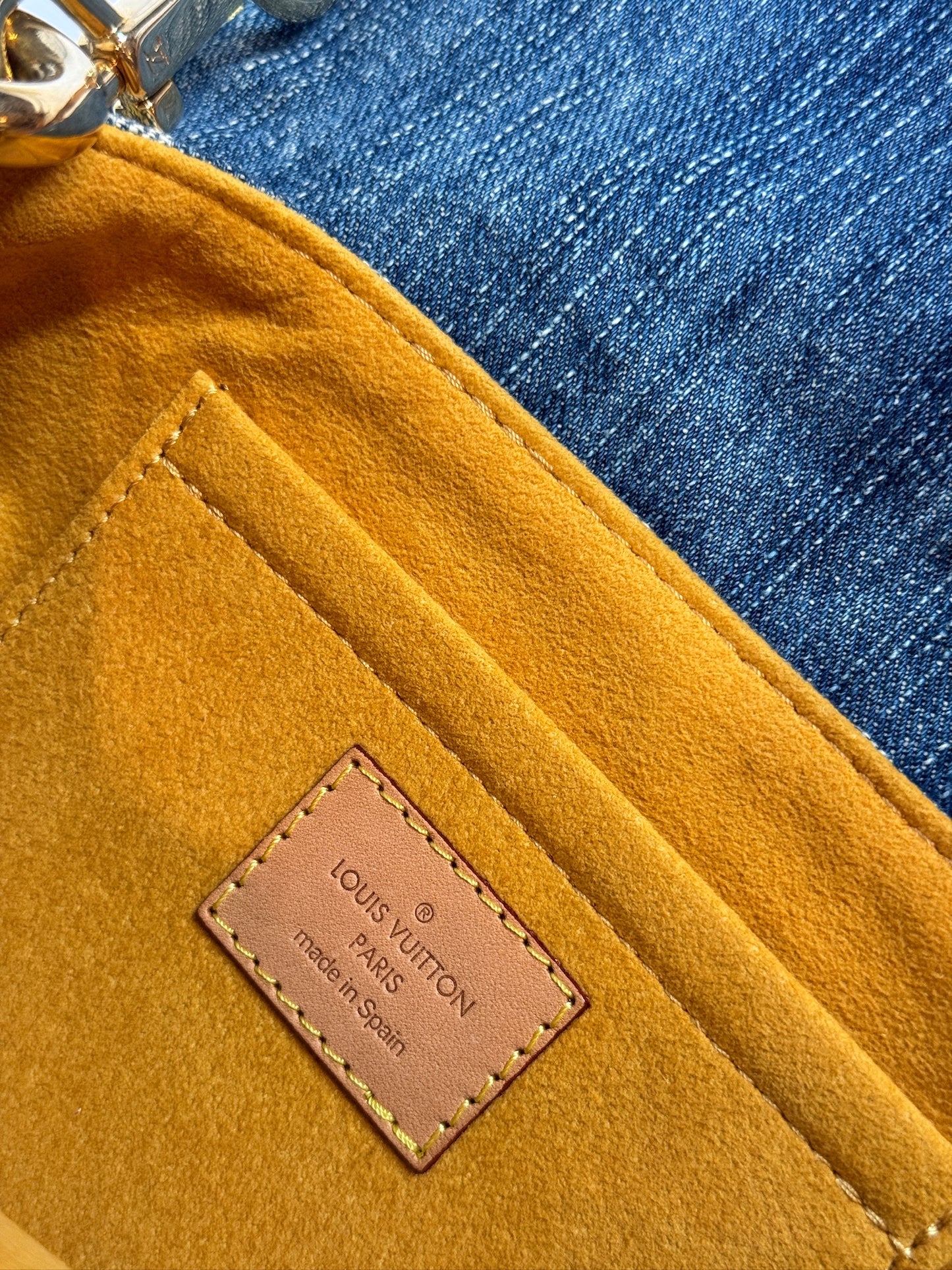 Louis Vuitton Vintage 2006 Blue Denim Monogram Mini Pleaty Pochette Shoulder Bag