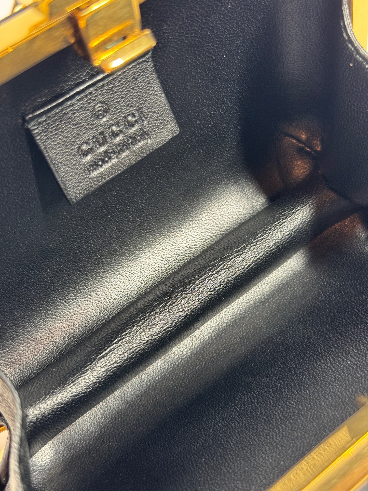 Gucci Black Leather Gold Studded Broadway Clutch