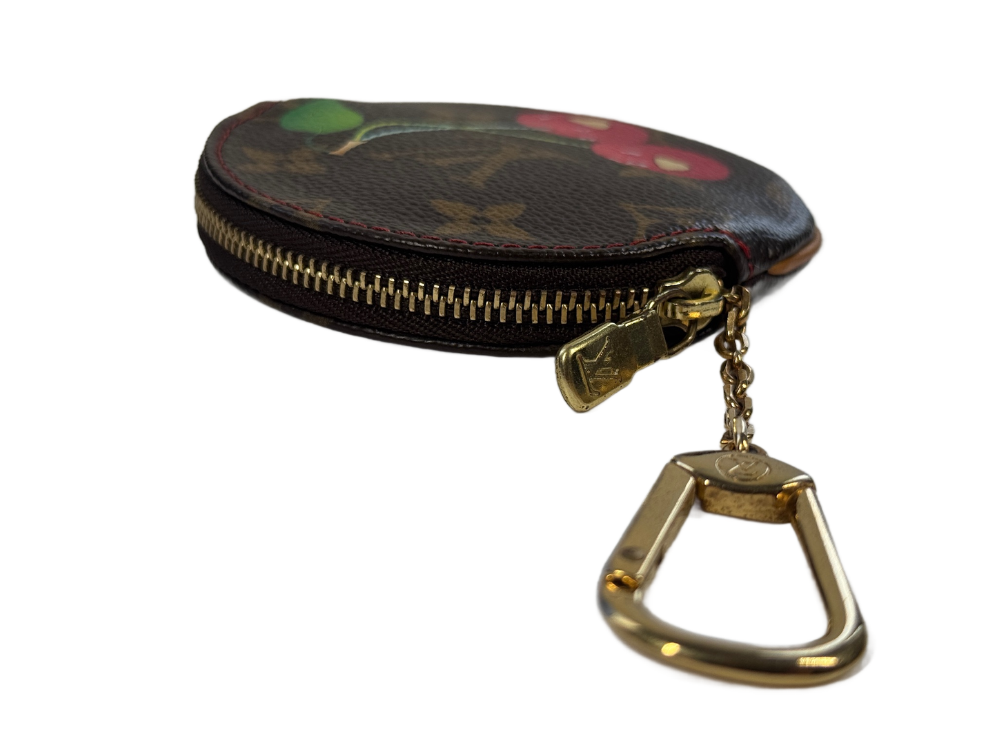Louis Vuitton Vintage 2005 Takashi Murakami Cherry Monogram Round Coin Purse Key Holder Bag Charm