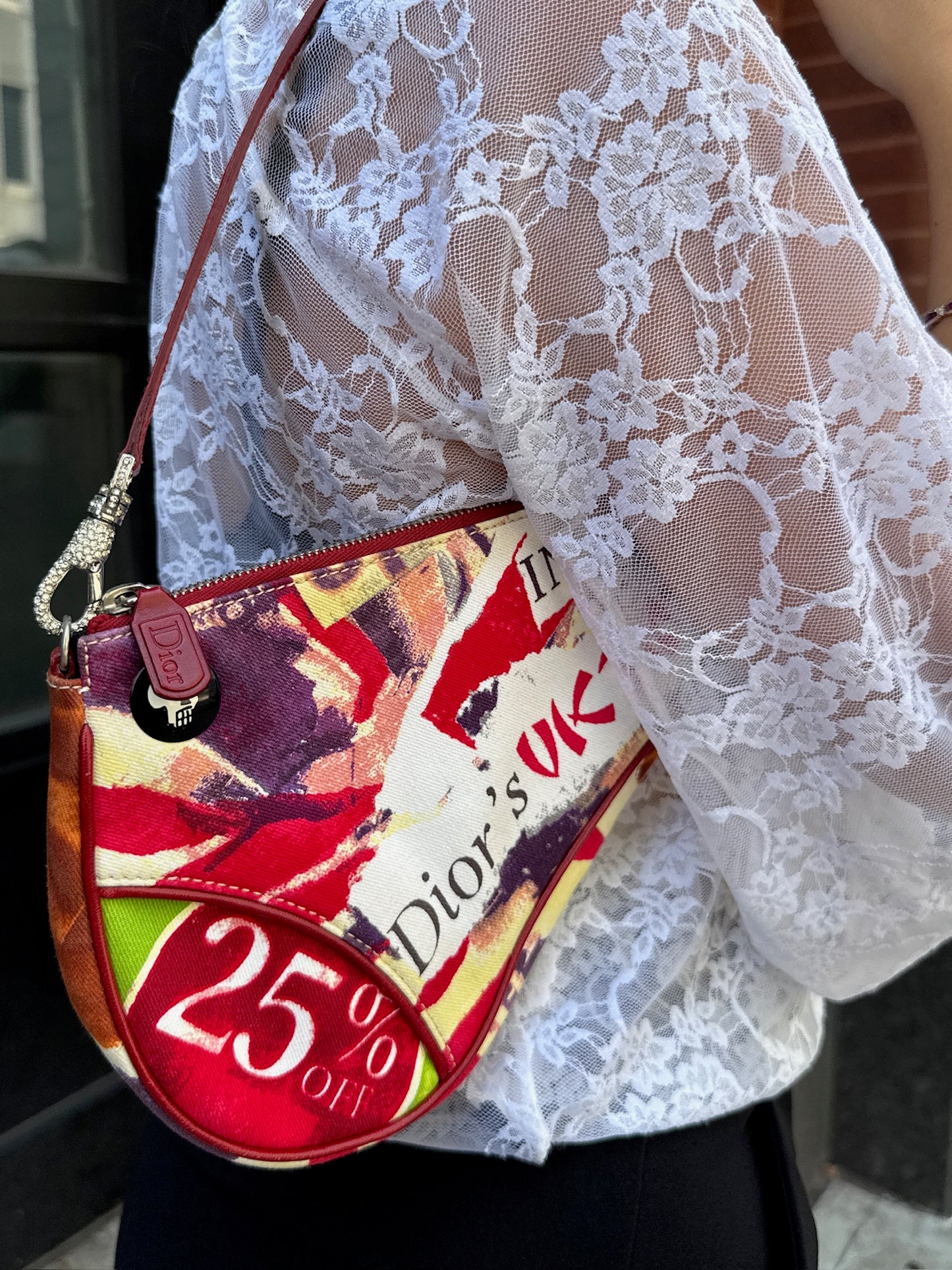 Dior Vintage 2003 Victim Print Canvas Mini Saddle Pochette Bag #1206