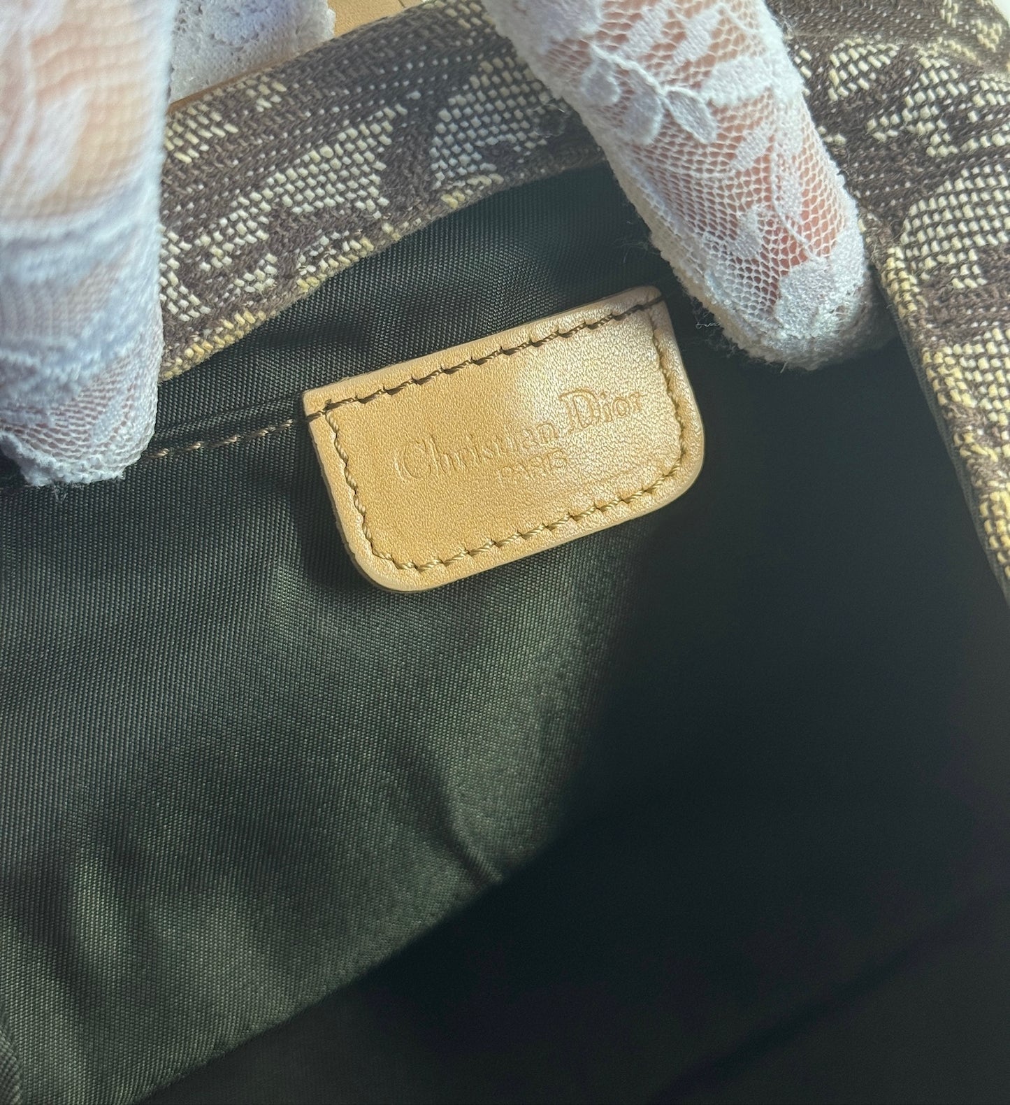 Dior Vintage 2002 Brown Trotter Monogram Canvas Origami Top Handle Bag