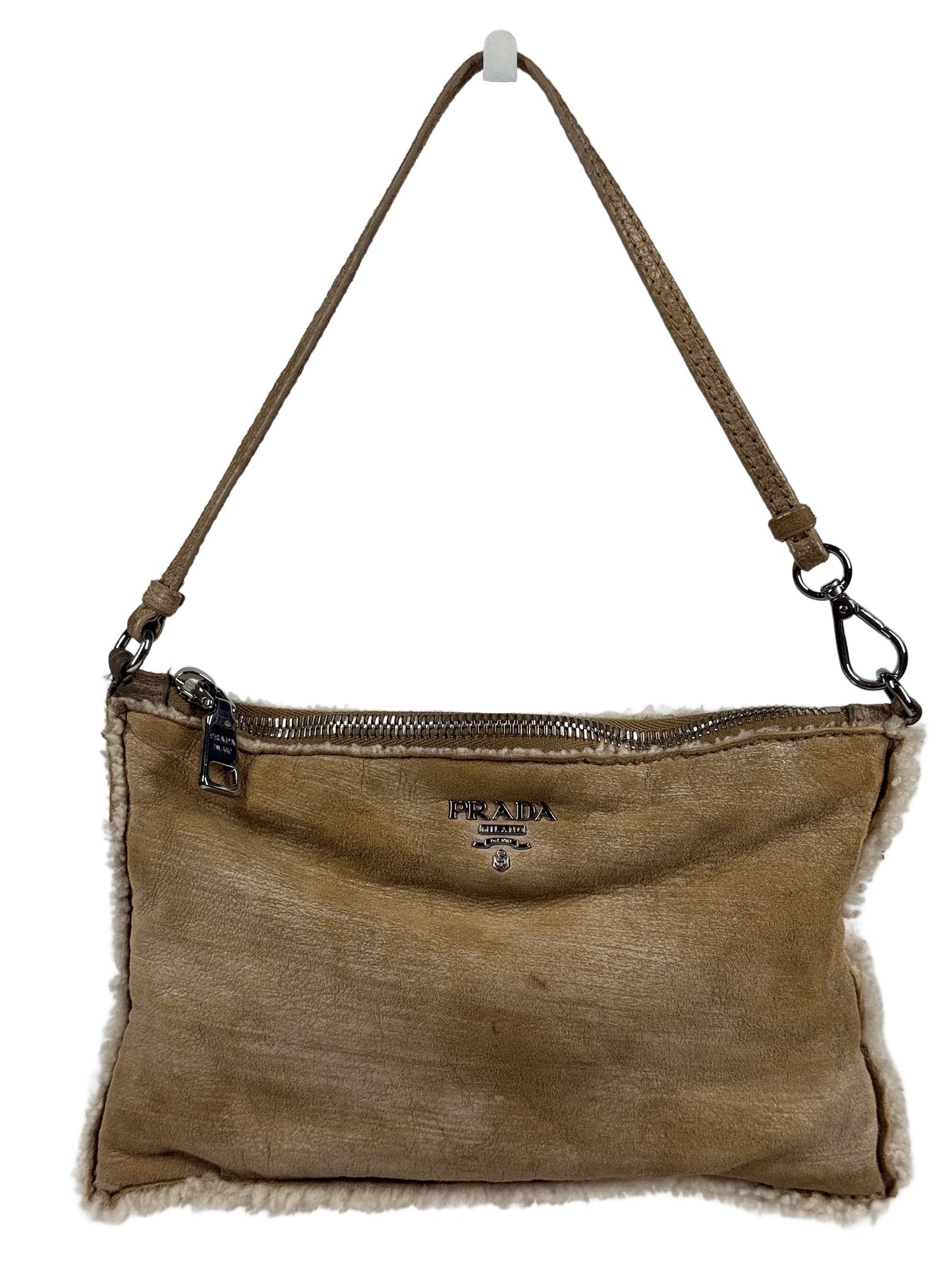 Prada Vintage Beige Sherpa Mini Pochette Bag