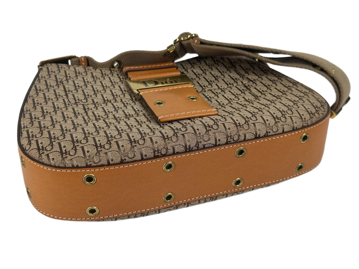 Dior Vintage 2002 Brown Trotter Diorissimo Monogram Canvas Columbus Street Chic Shoulder Bag