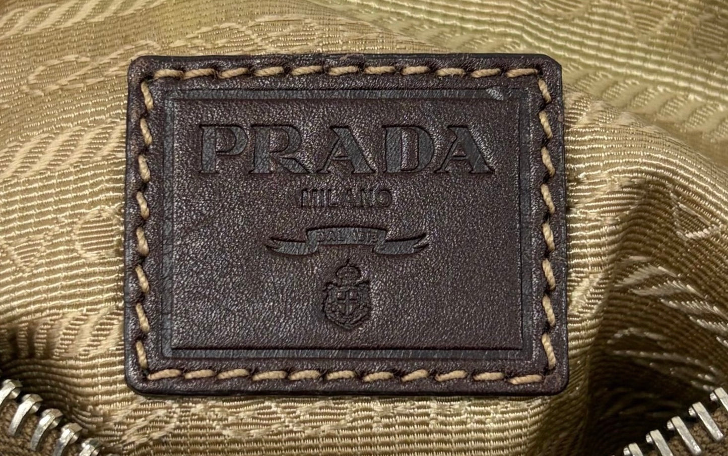 Prada Vintage Brown Jacquard Canapa Canvas Square Shoulder Pochette Bag