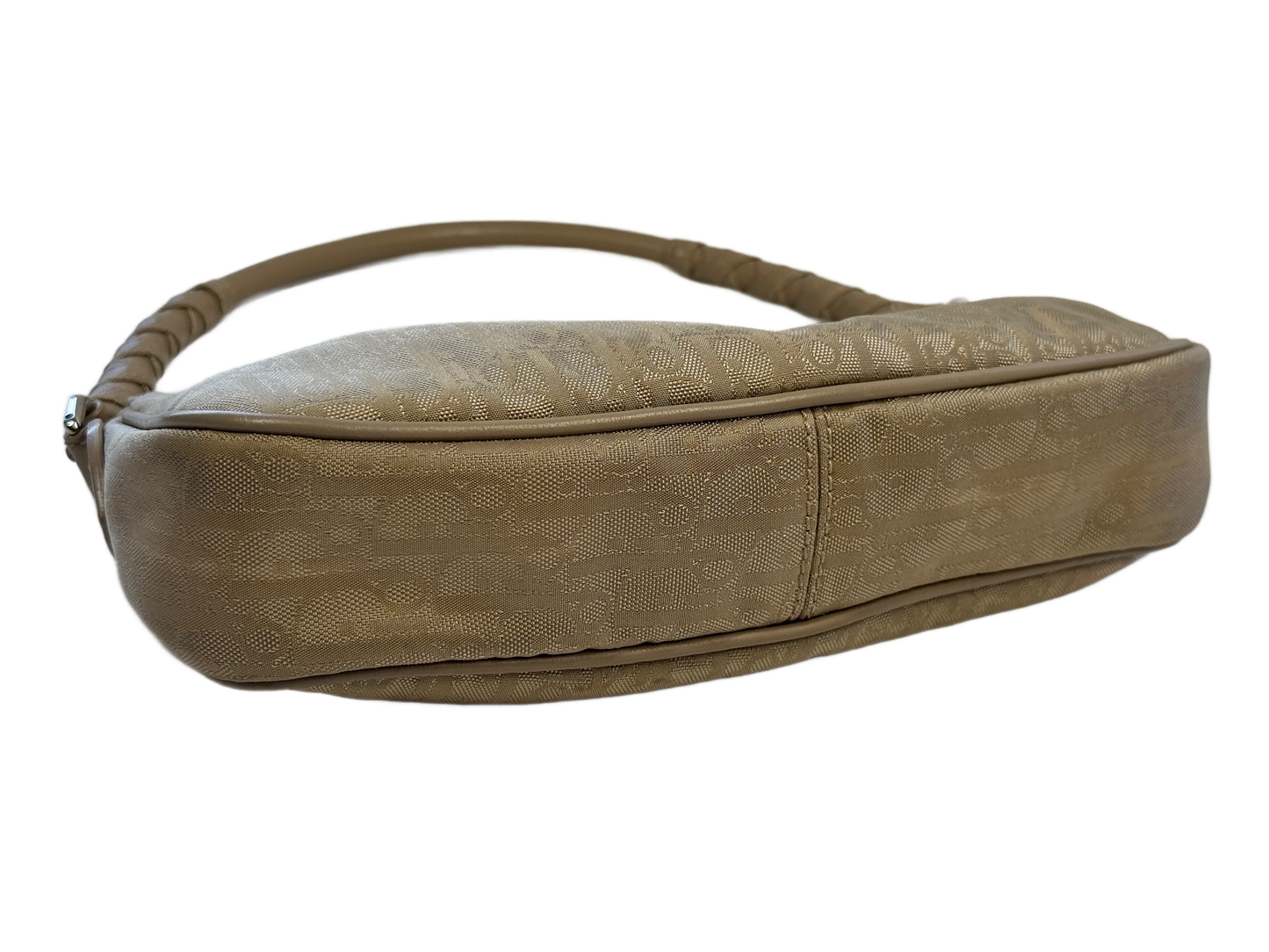 Dior Vintage 2007 Beige Satin Trotter Diorissimo Monogram Pochette Shoulder Bag