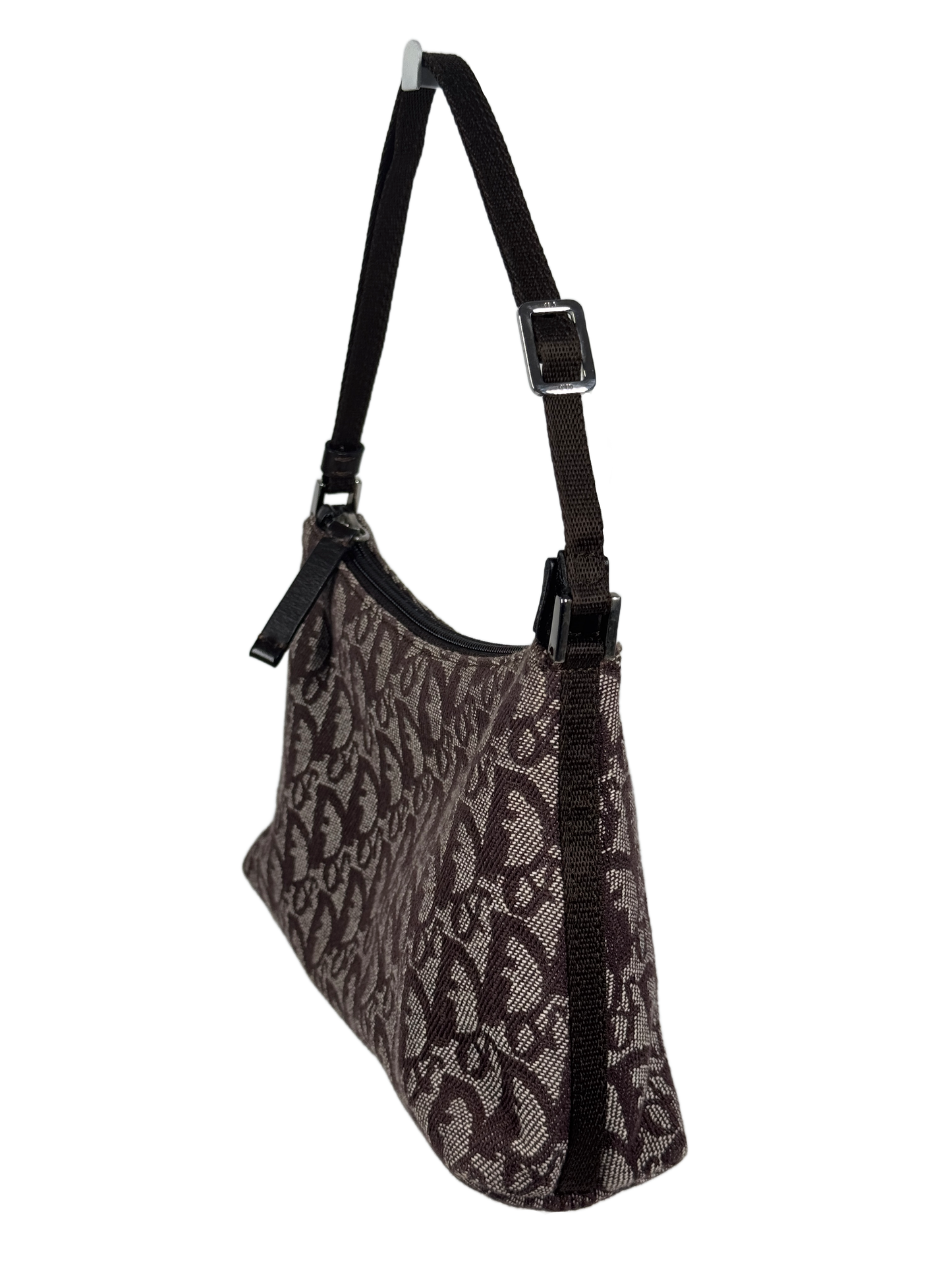 Dior Vintage 2002 Brown Trotter Diorissimo Monogram Canvas Mini Pochette Shoulder Bag