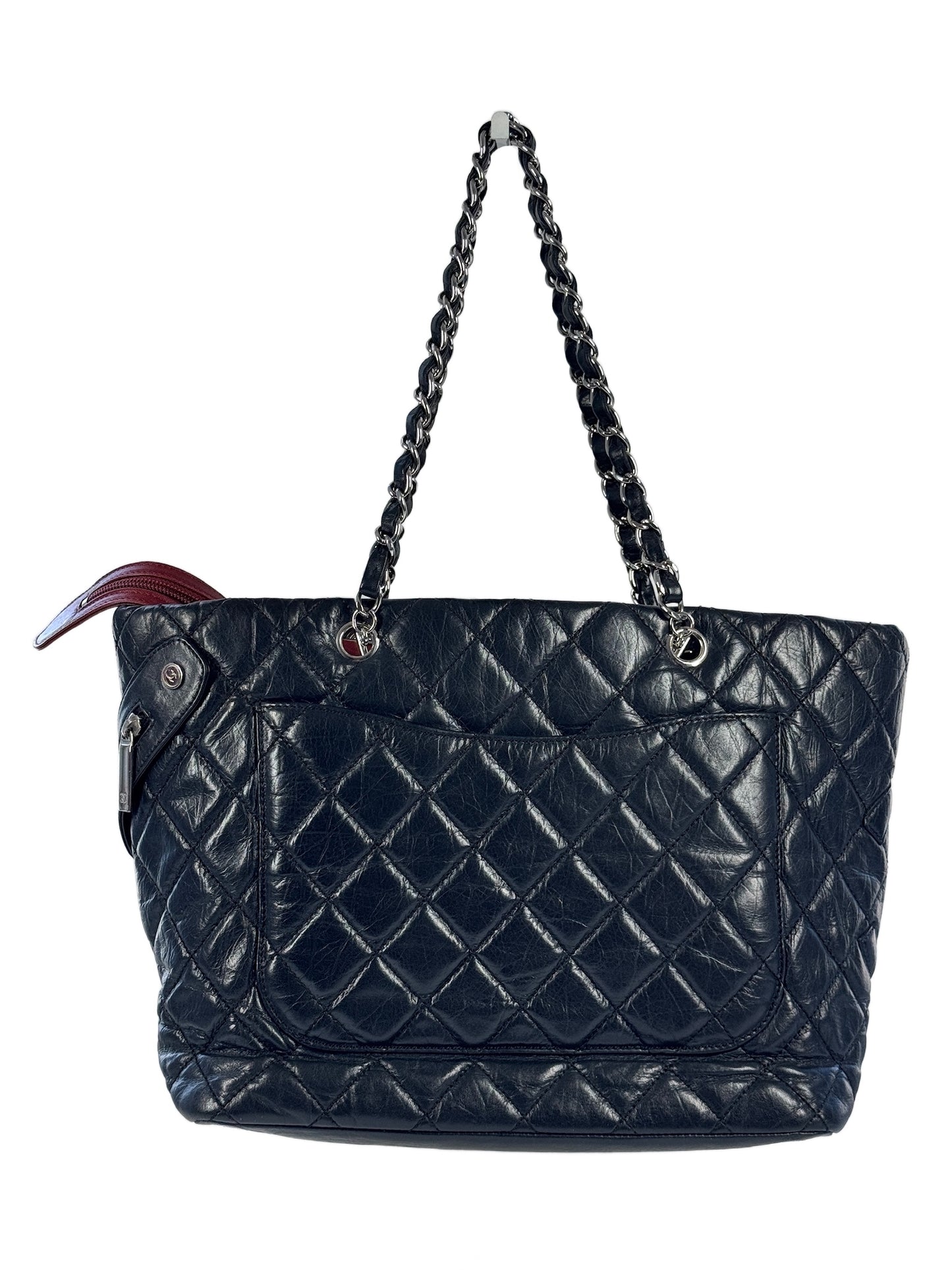 Chanel Vintage Black Quilted Calfskin Leather Cotton Club Large Ligne Cambon Tote Bag
