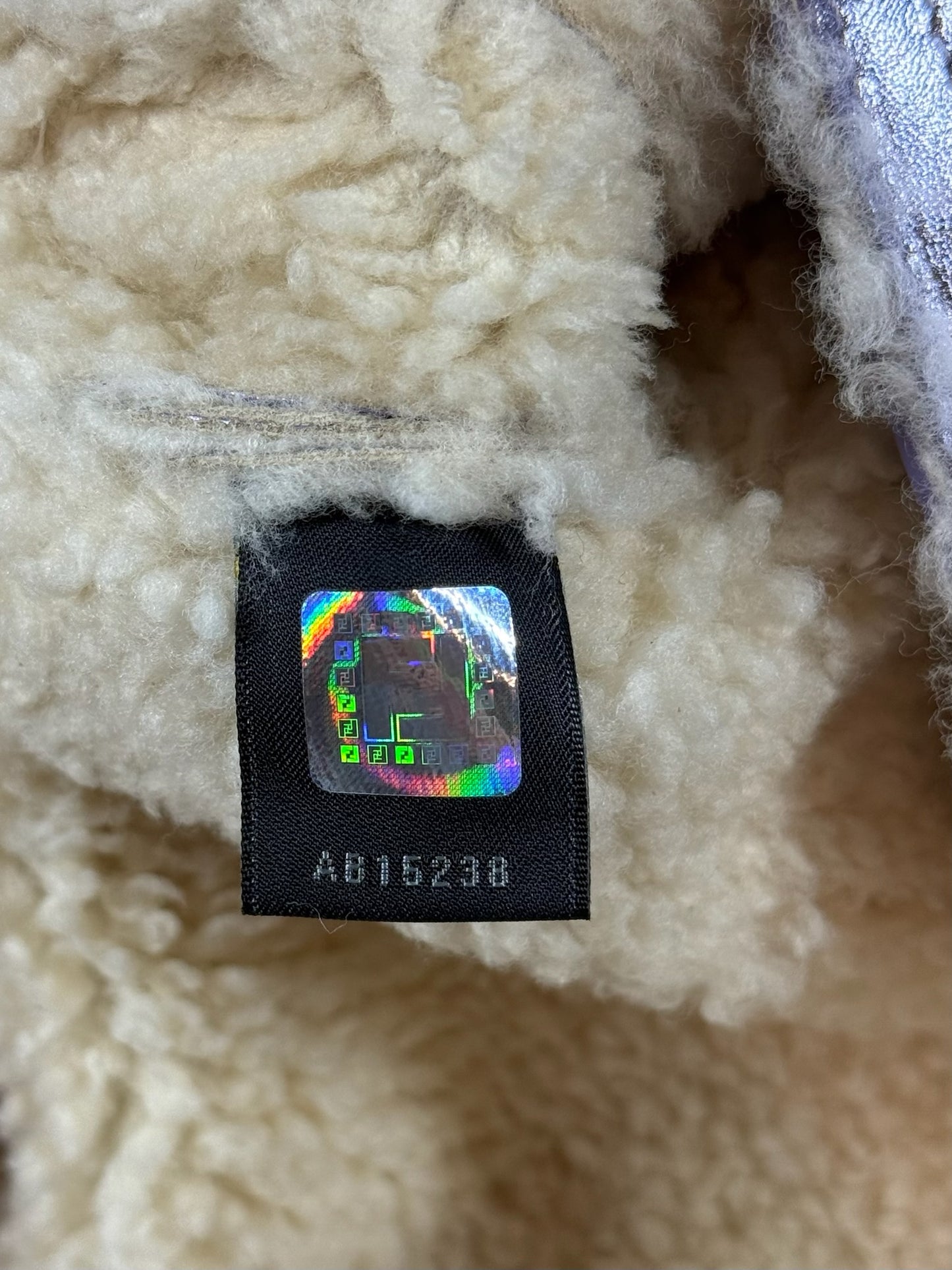 Fendi Metallic Purple Calfskin Shearling Trim Shoulder Baguette