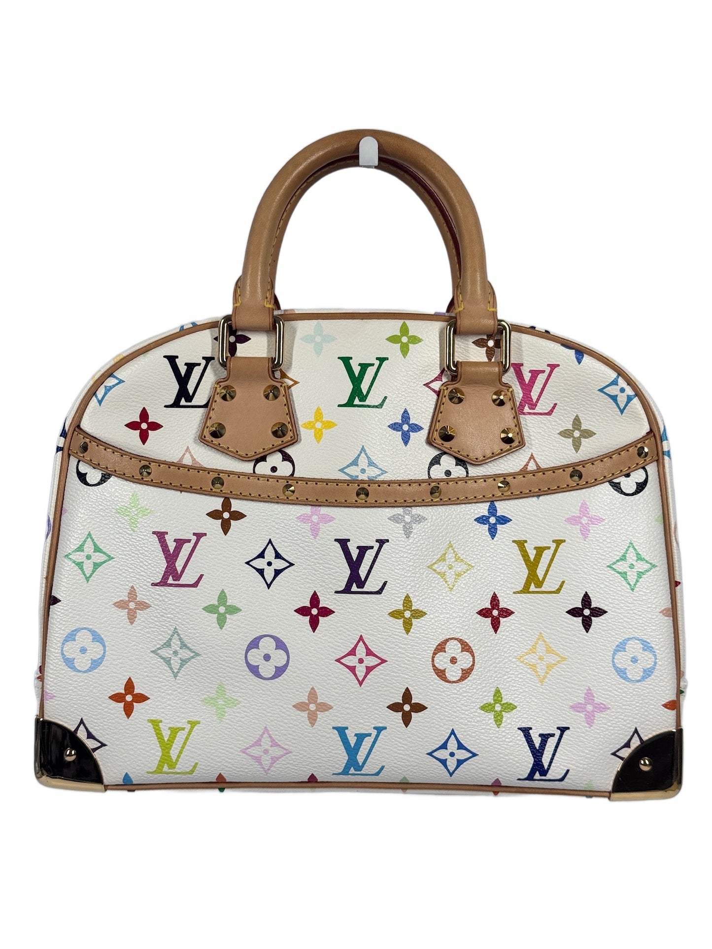Louis Vuitton Vintage 2005 Takashi Murakami Blanc / White Multicolor Monogram Trouville Top Handle Bag