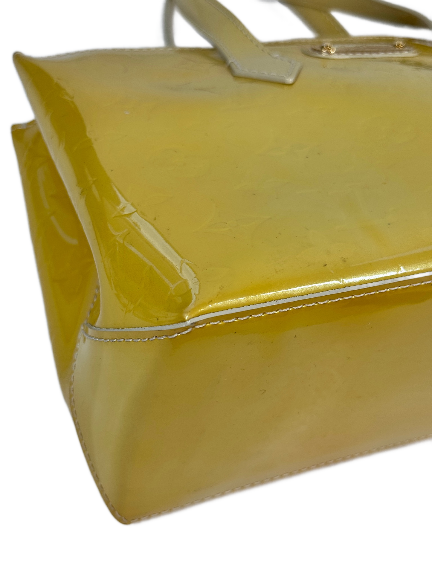 Louis Vuitton Vintage 2002 Yellow Vernis Monogram Wilshire PM Top Handle Bag