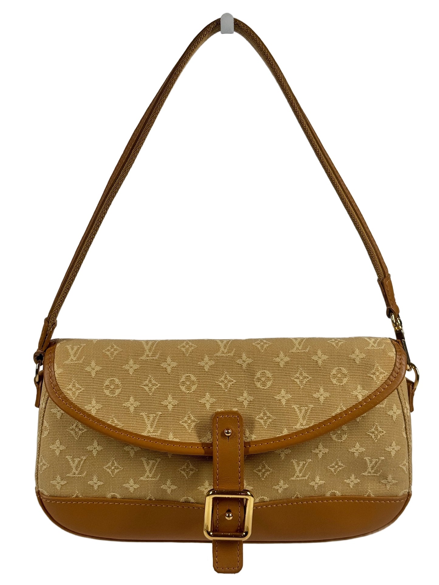 Louis Vuitton Vintage 2003 Beige Mini Lin Monogram Canvas Marjorie Shoulder Pochette Bag