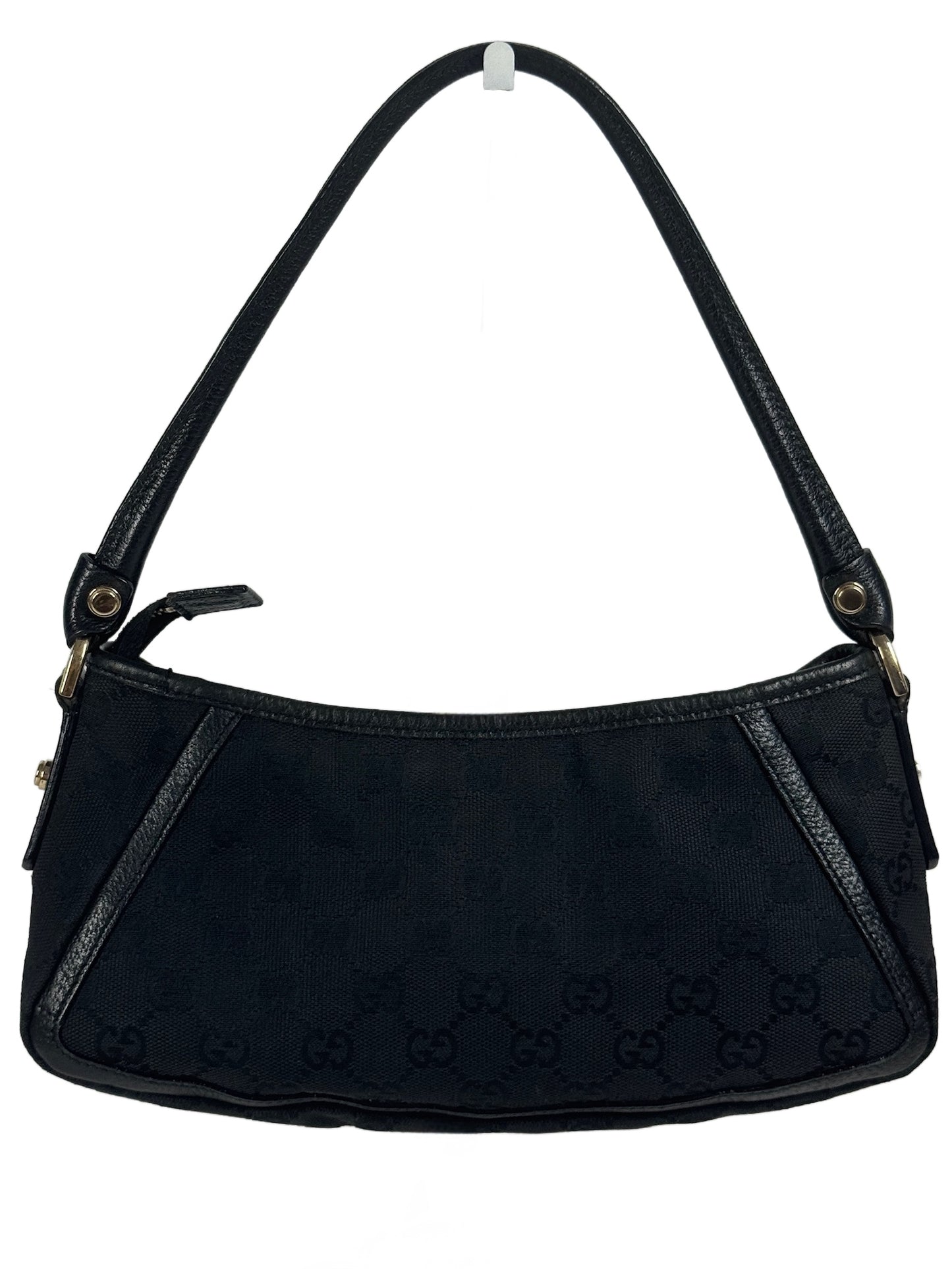 Gucci Vintage Black GG Monogram Canvas Abbey Pochette Shoulder Bag